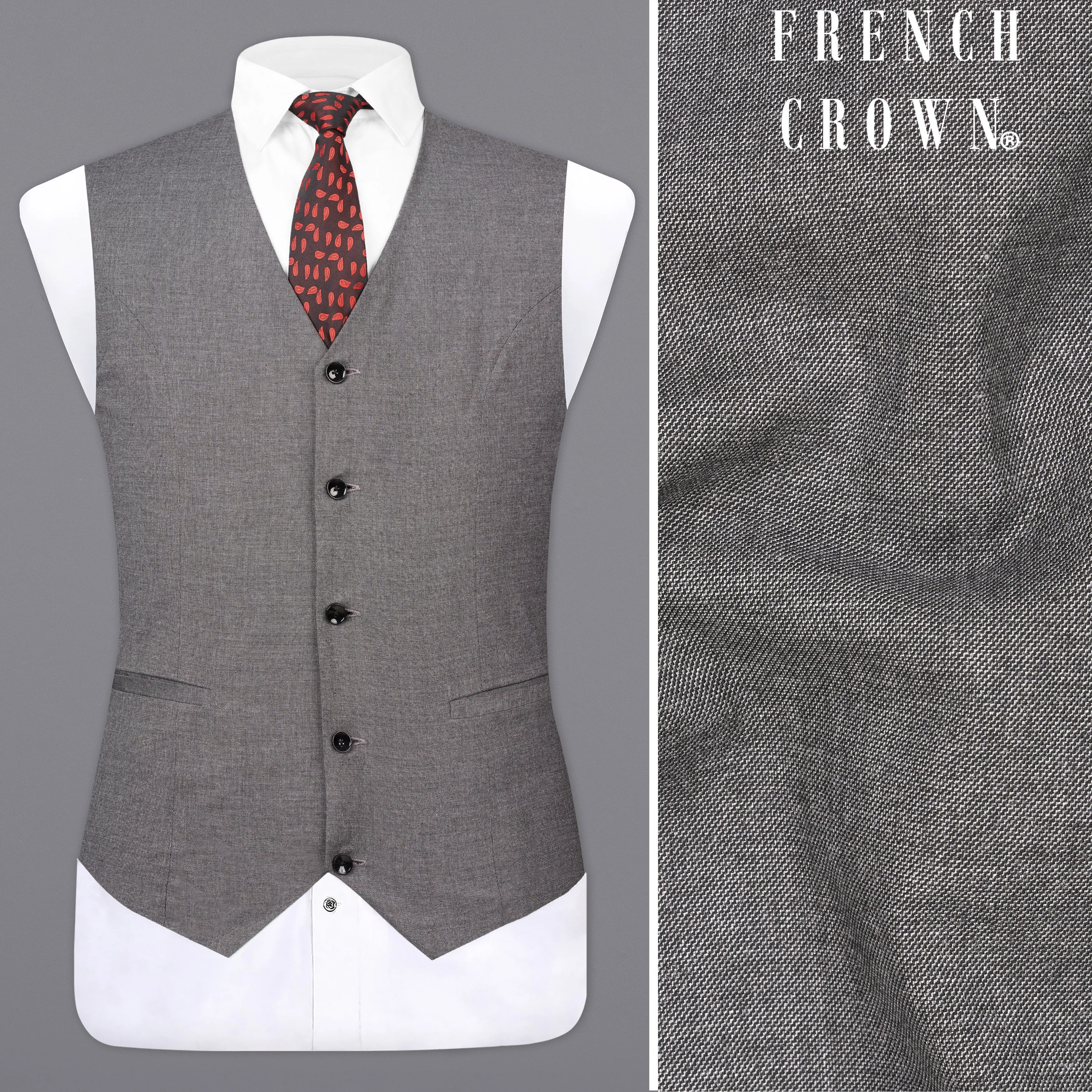 Ironside Gray Textured Waistcoat sold by French Crown