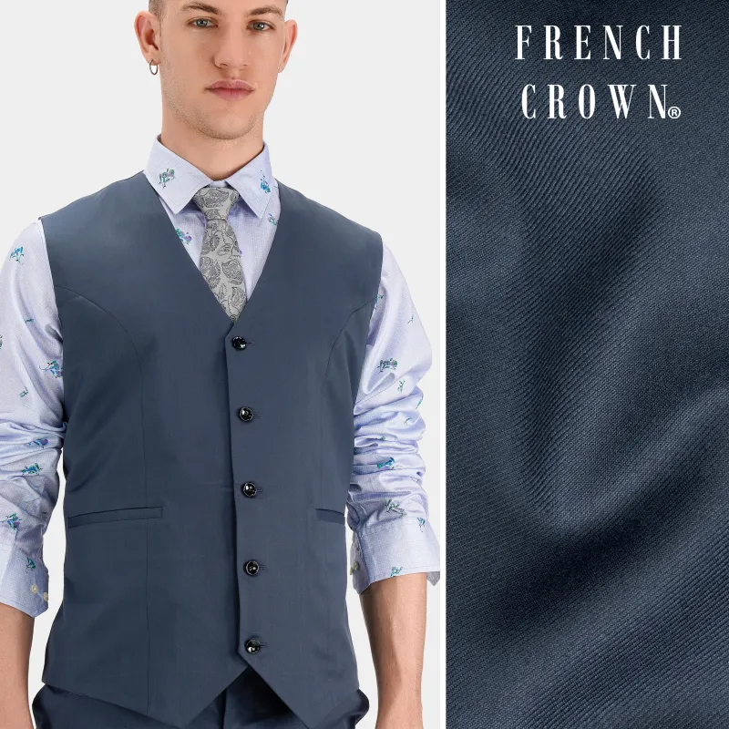 Dark Slate Blue Wool Rich Waistcoat sold by French Crown