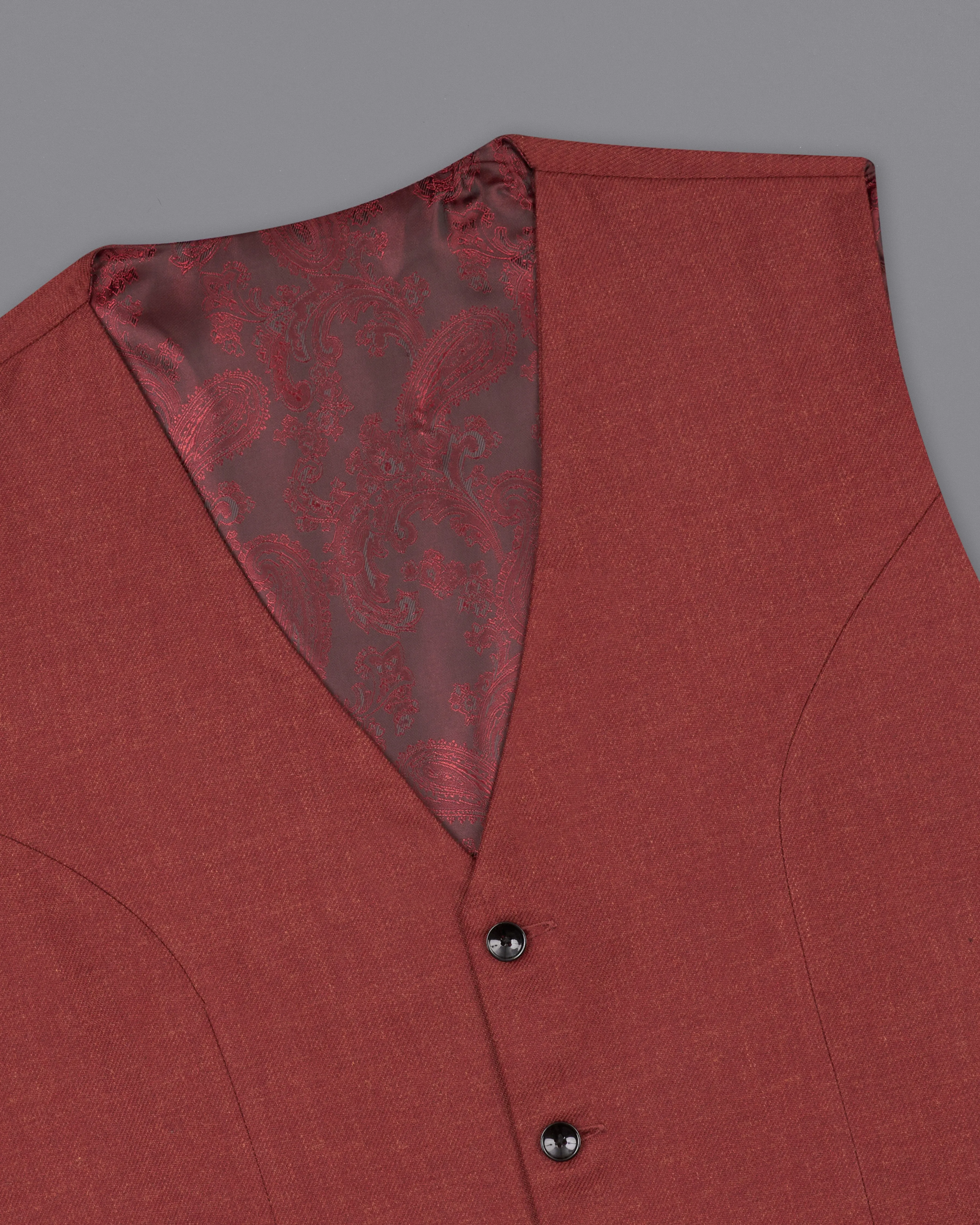 Cordovan Red Wool Rich Designer Waistcoat sold by French Crown product image thumbnail 4