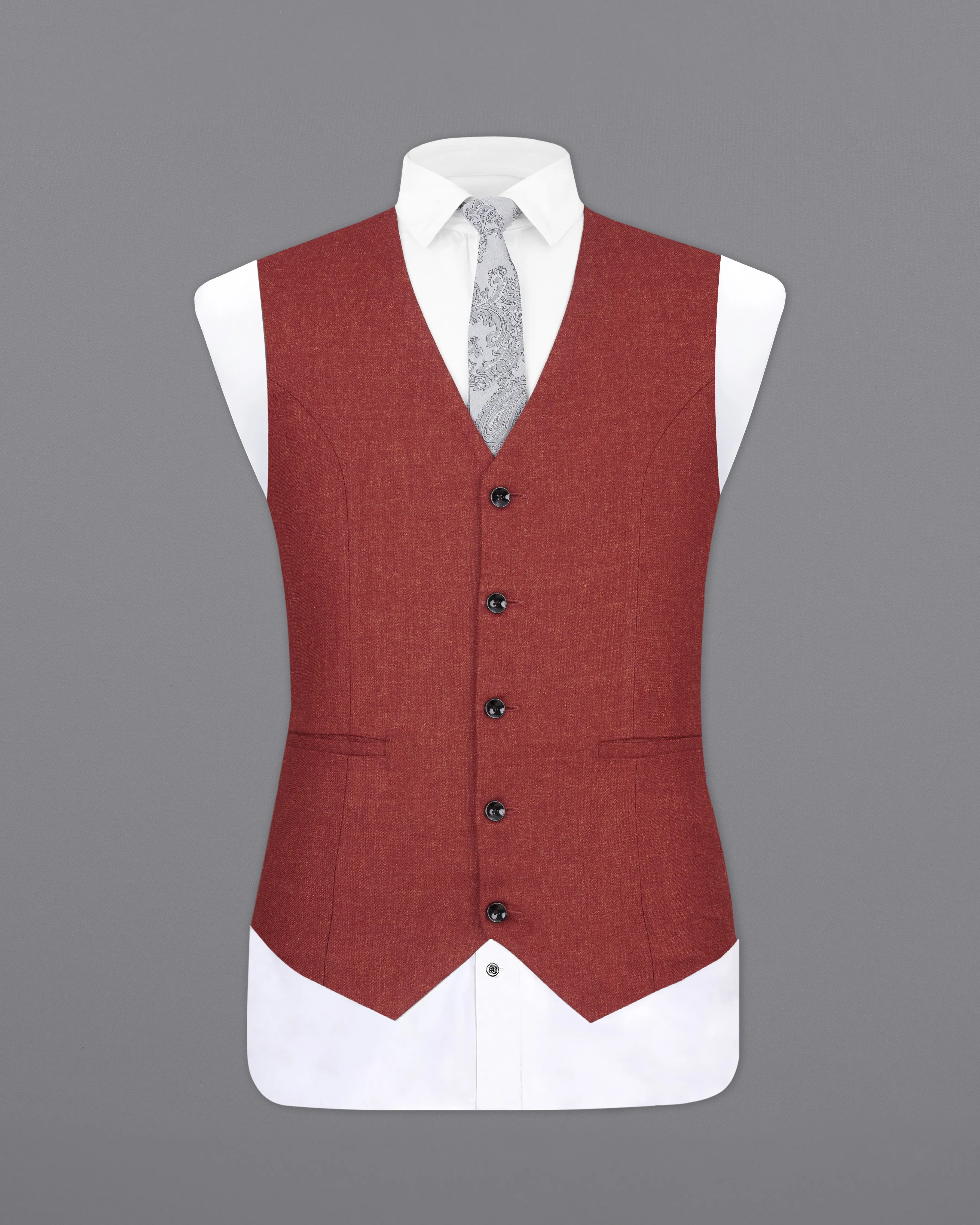 Cordovan Red Wool Rich Designer Waistcoat sold by French Crown product image thumbnail 2