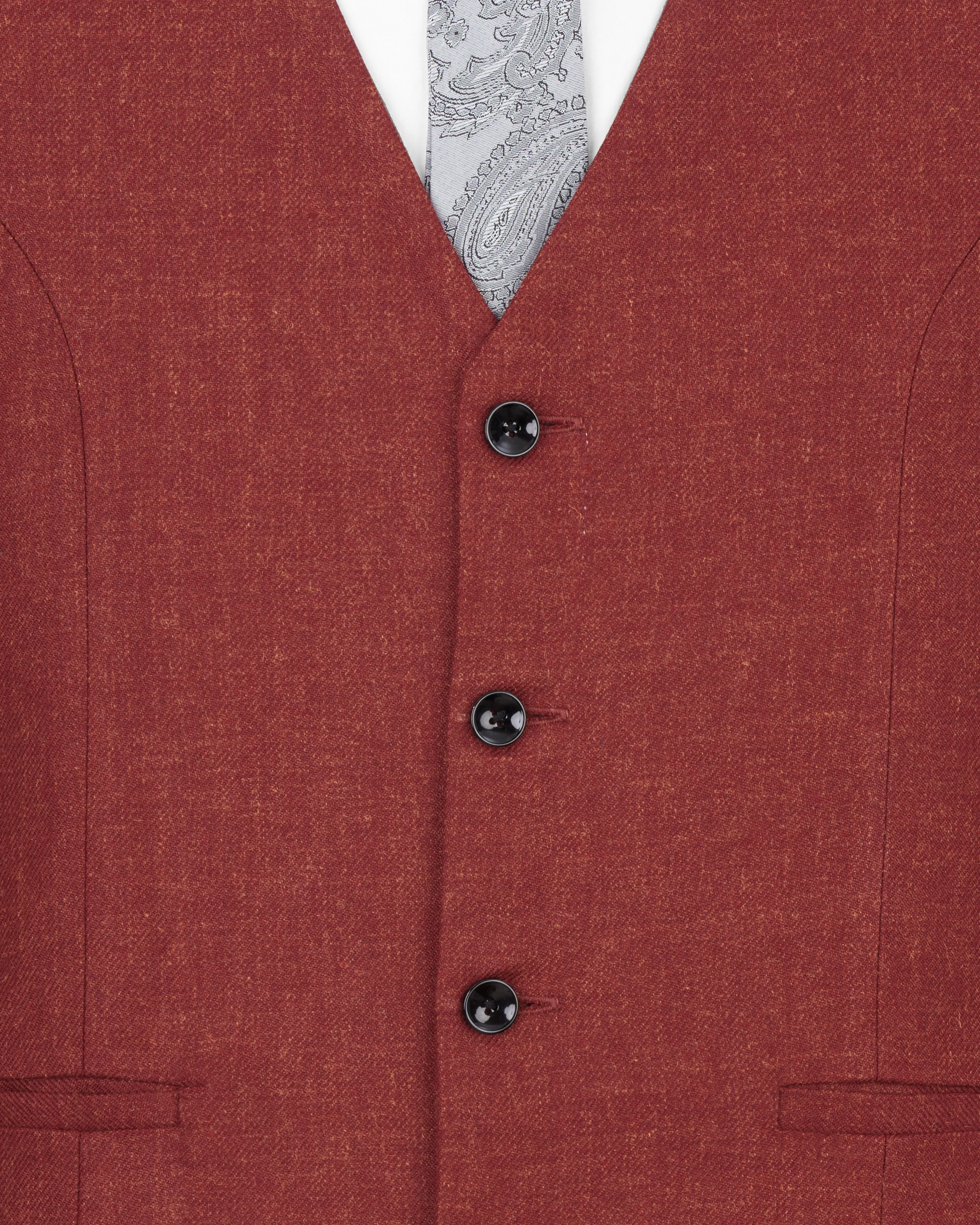 Cordovan Red Wool Rich Designer Waistcoat sold by French Crown product image thumbnail 5