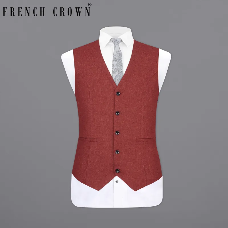 Cordovan Red Wool Rich Designer Waistcoat sold by French Crown