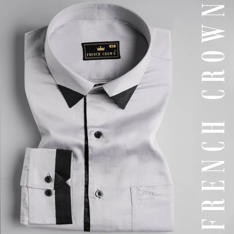 Cloud Gray with Black Hand Painted Super Soft Premium Cotton Designer Shirt sold by French Crown