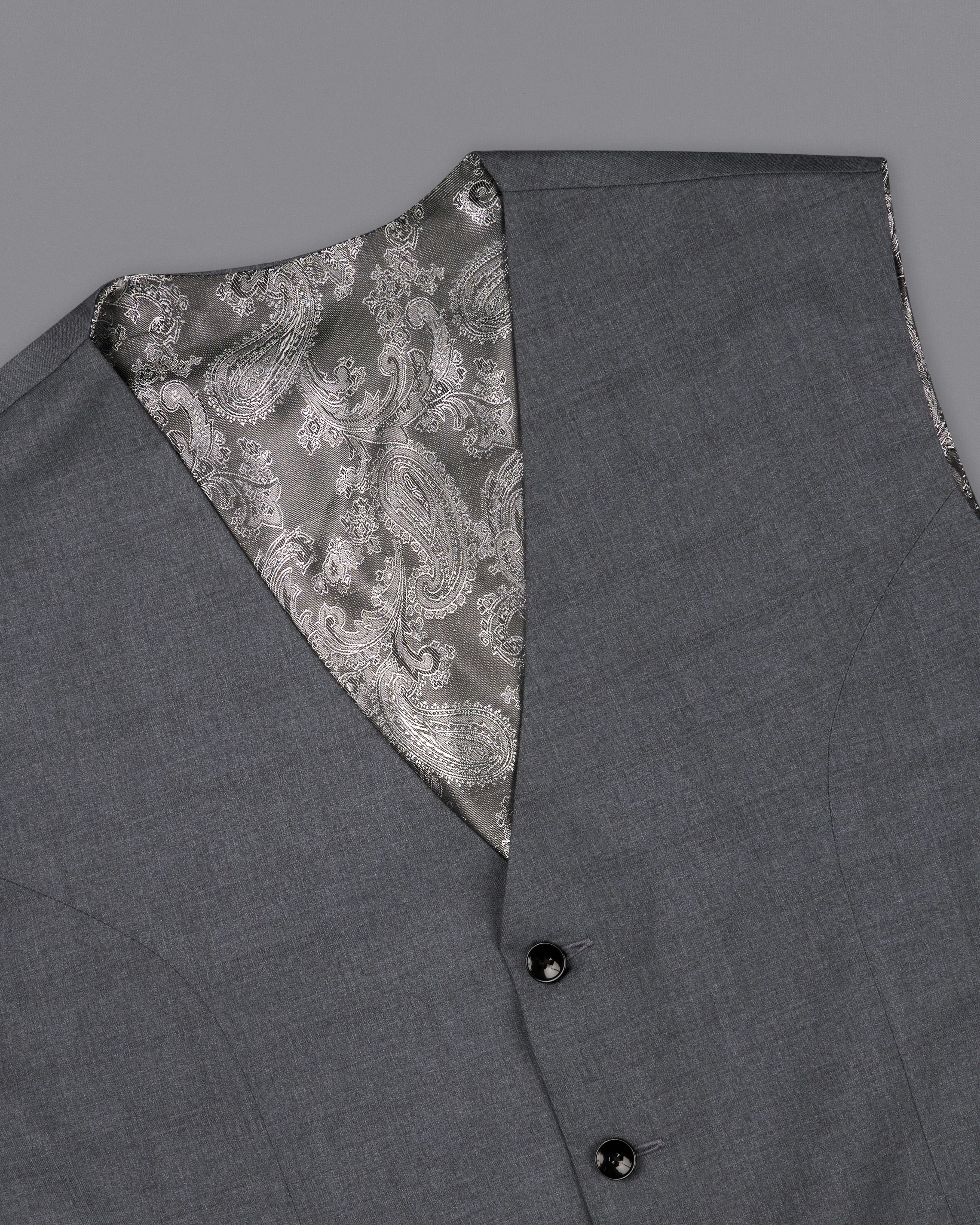 Wenge Gray Textured Waistcoat sold by French Crown product image thumbnail 4