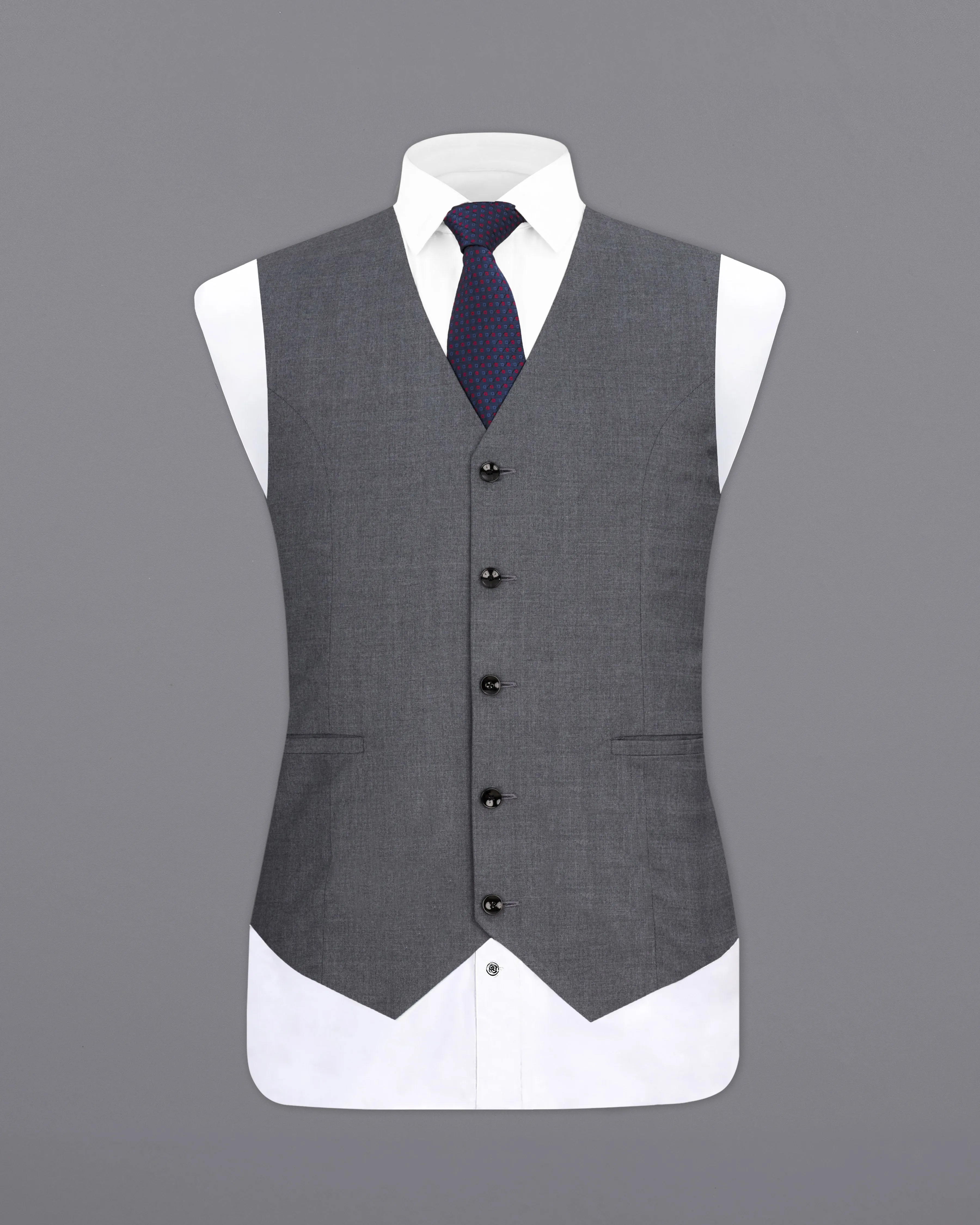 Wenge Gray Textured Waistcoat sold by French Crown product image thumbnail 2