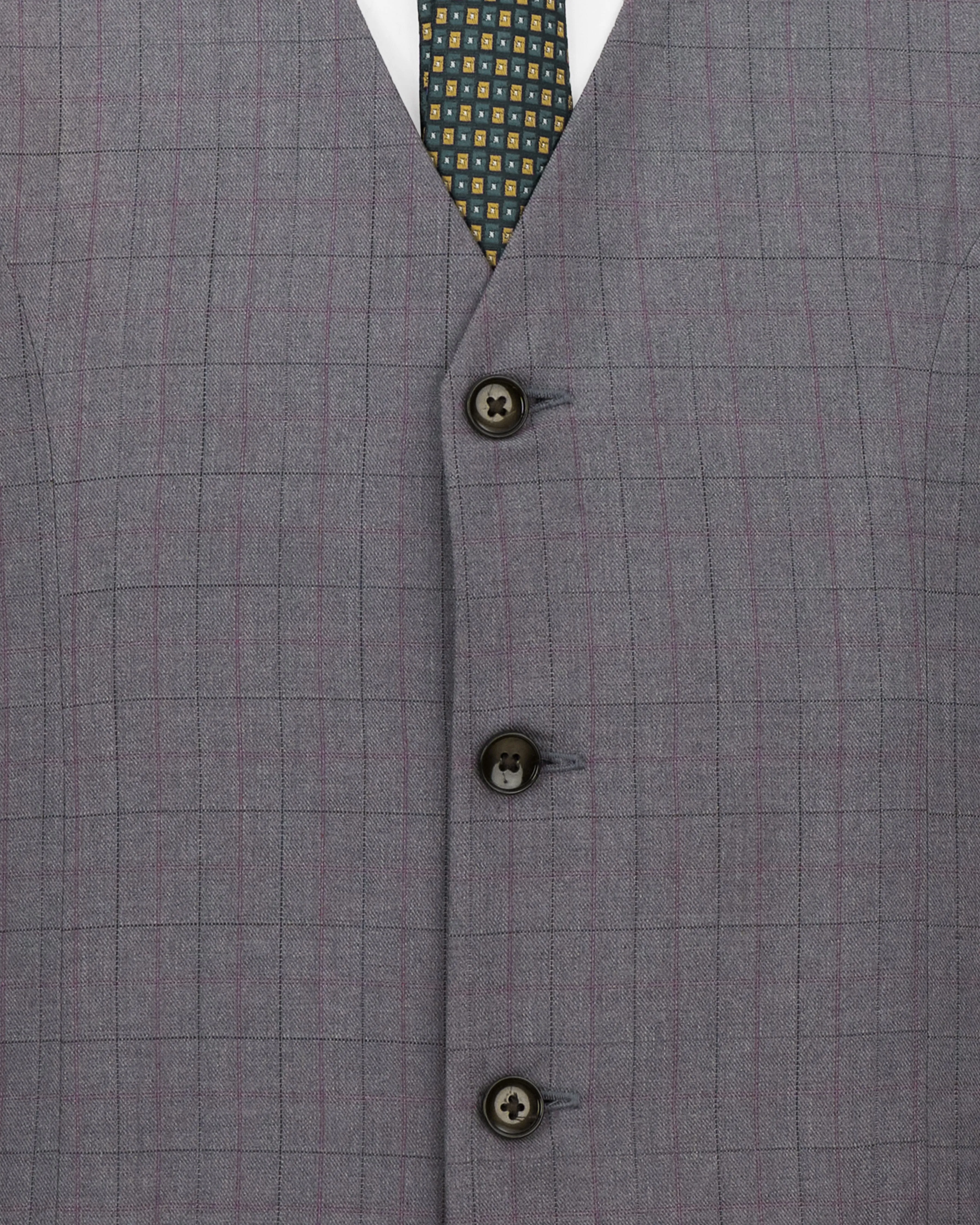 Storm Dust Gray Plaid Waistcoat sold by French Crown product image thumbnail 5