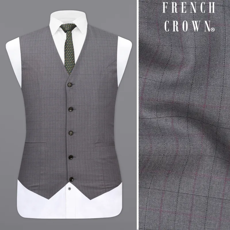 Storm Dust Gray Plaid Waistcoat sold by French Crown
