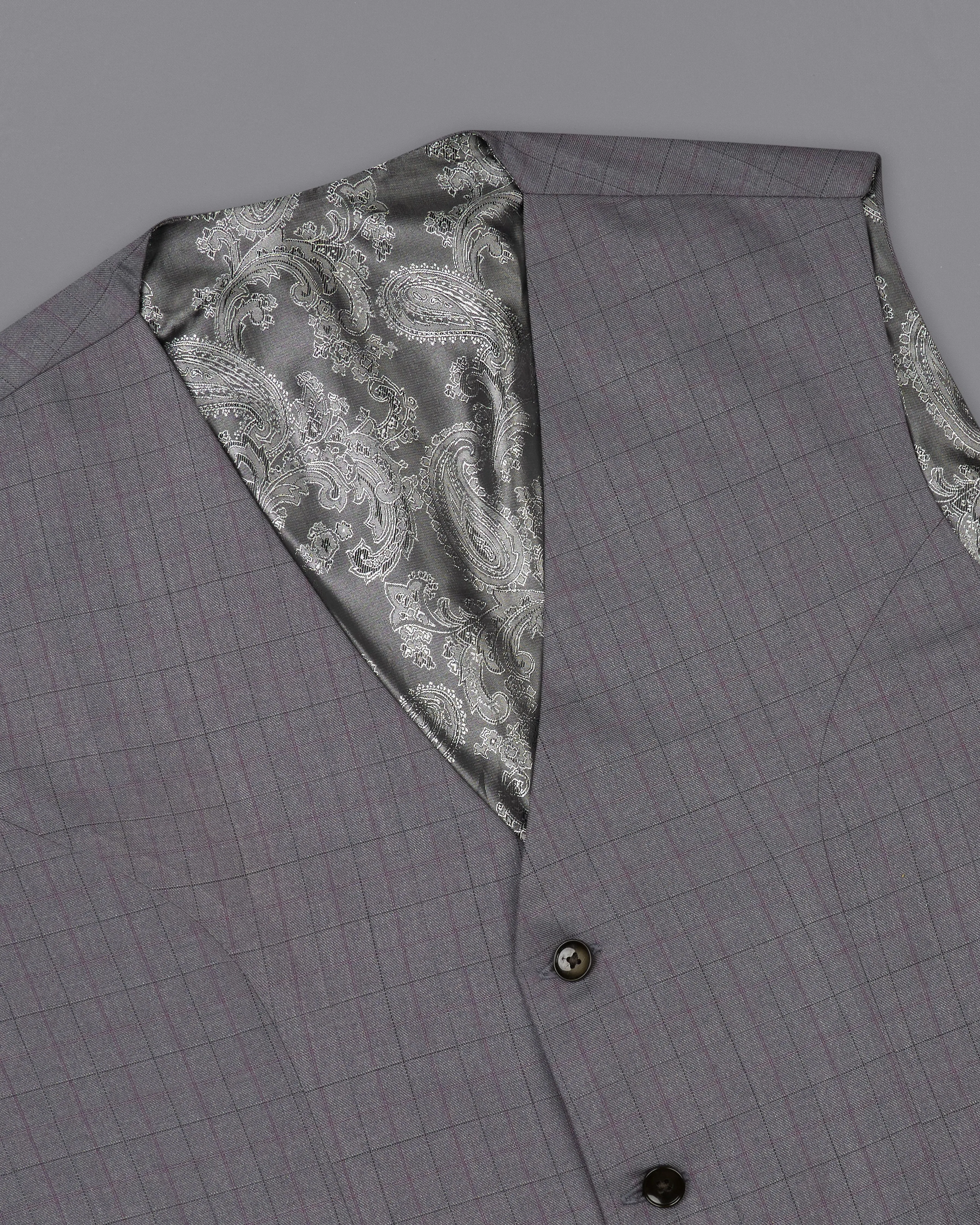 Storm Dust Gray Plaid Waistcoat sold by French Crown product image thumbnail 4