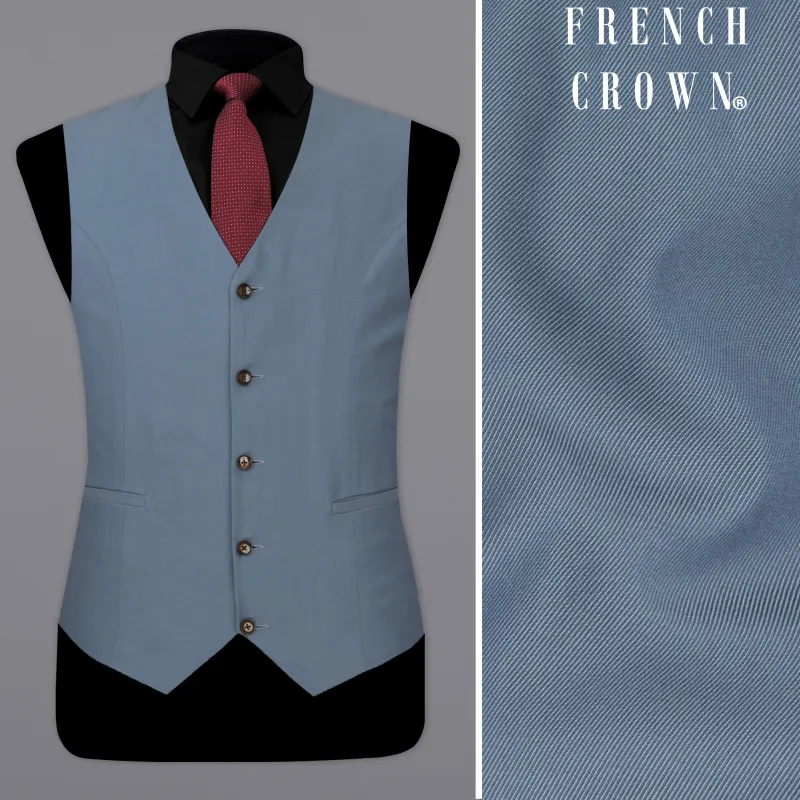 Metallic Blue Premium Cotton Waistcoat sold by French Crown