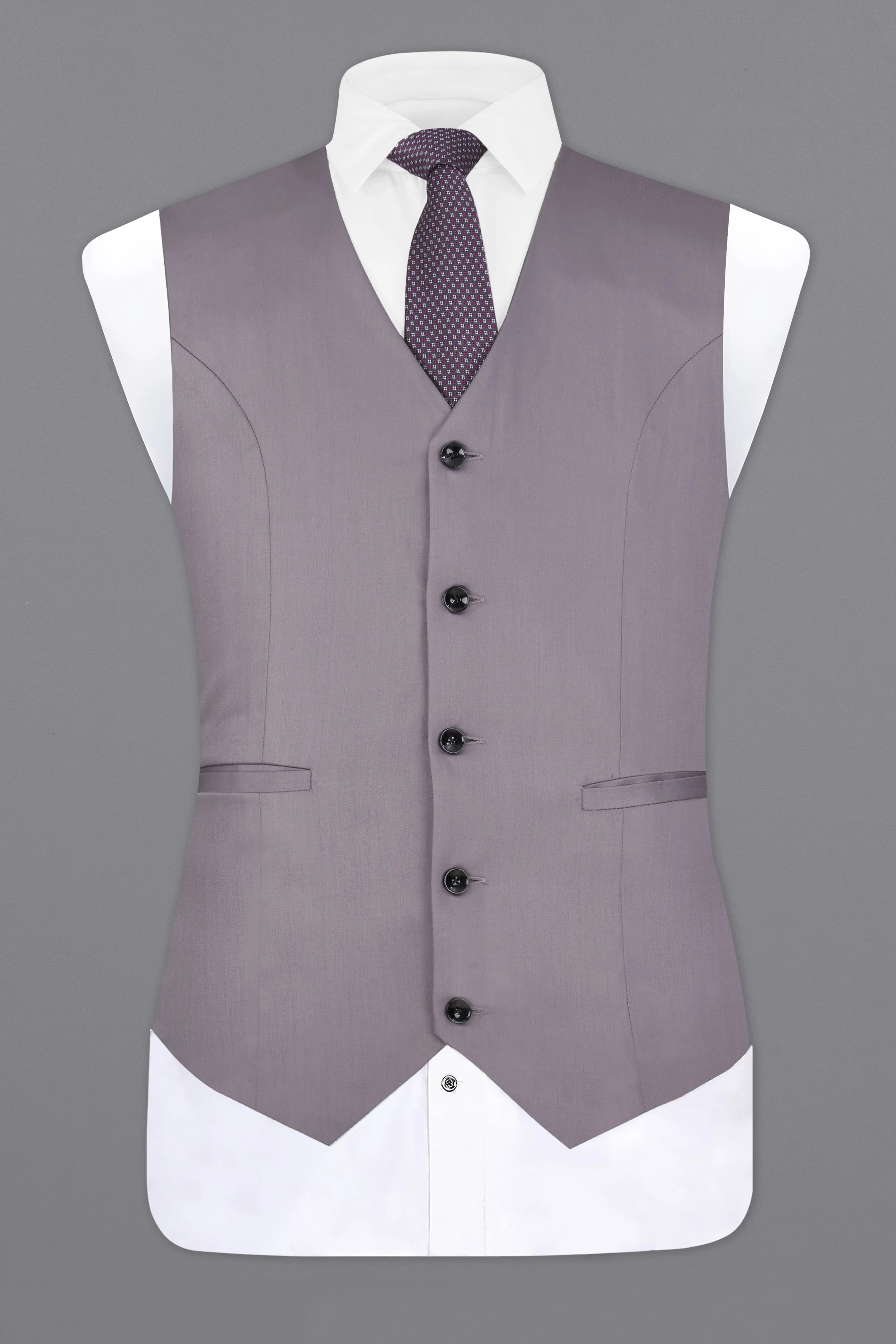 Light Gray Subtle Sheen Textured Waistcoat sold by French Crown product image thumbnail 2
