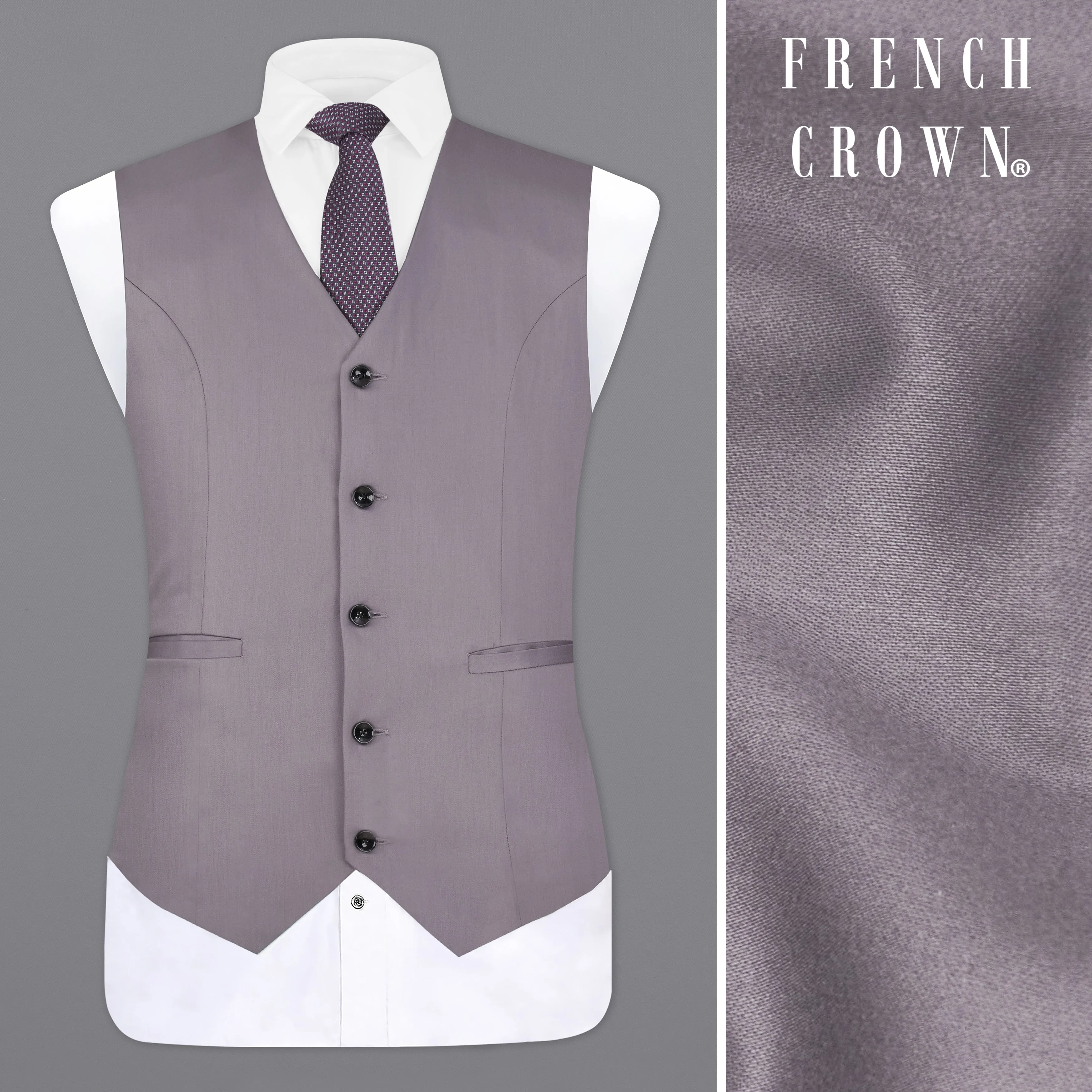 Light Gray Subtle Sheen Textured Waistcoat sold by French Crown