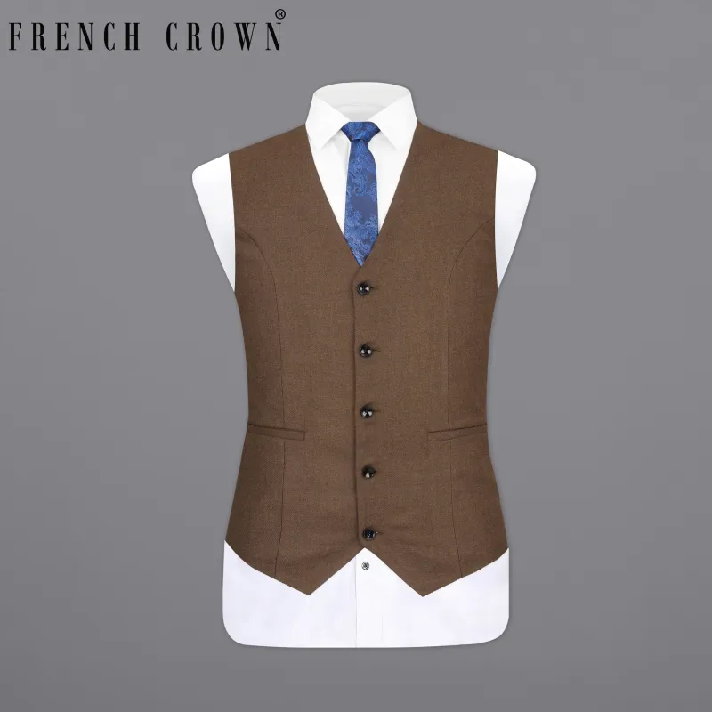 Hemlock Brown Wool Rich Designer Waistcoat sold by French Crown