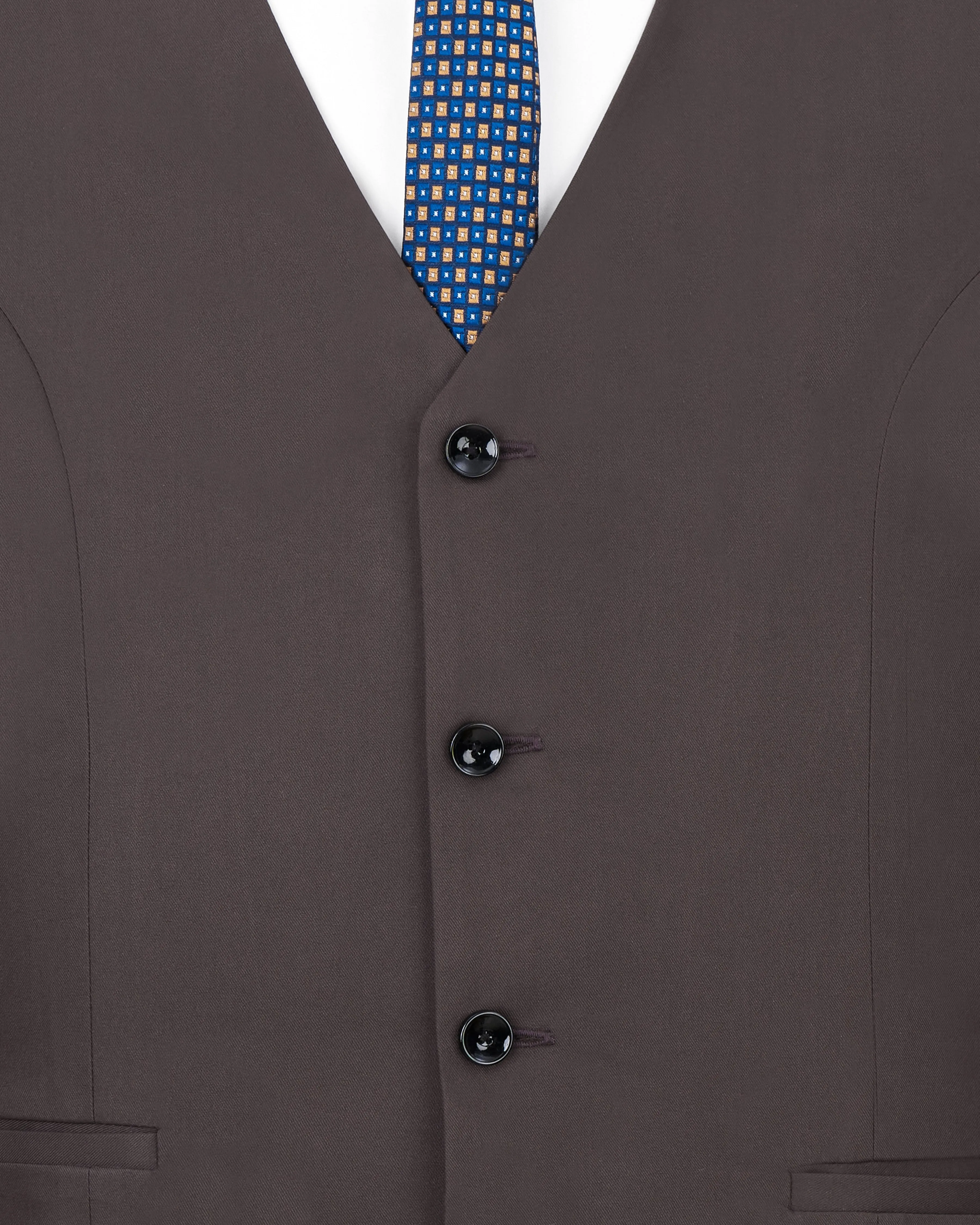 Coffee Brown Textured Waistcoat sold by French Crown product image thumbnail 5