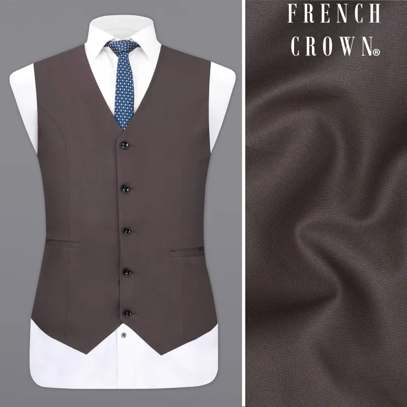 Coffee Brown Textured Waistcoat sold by French Crown