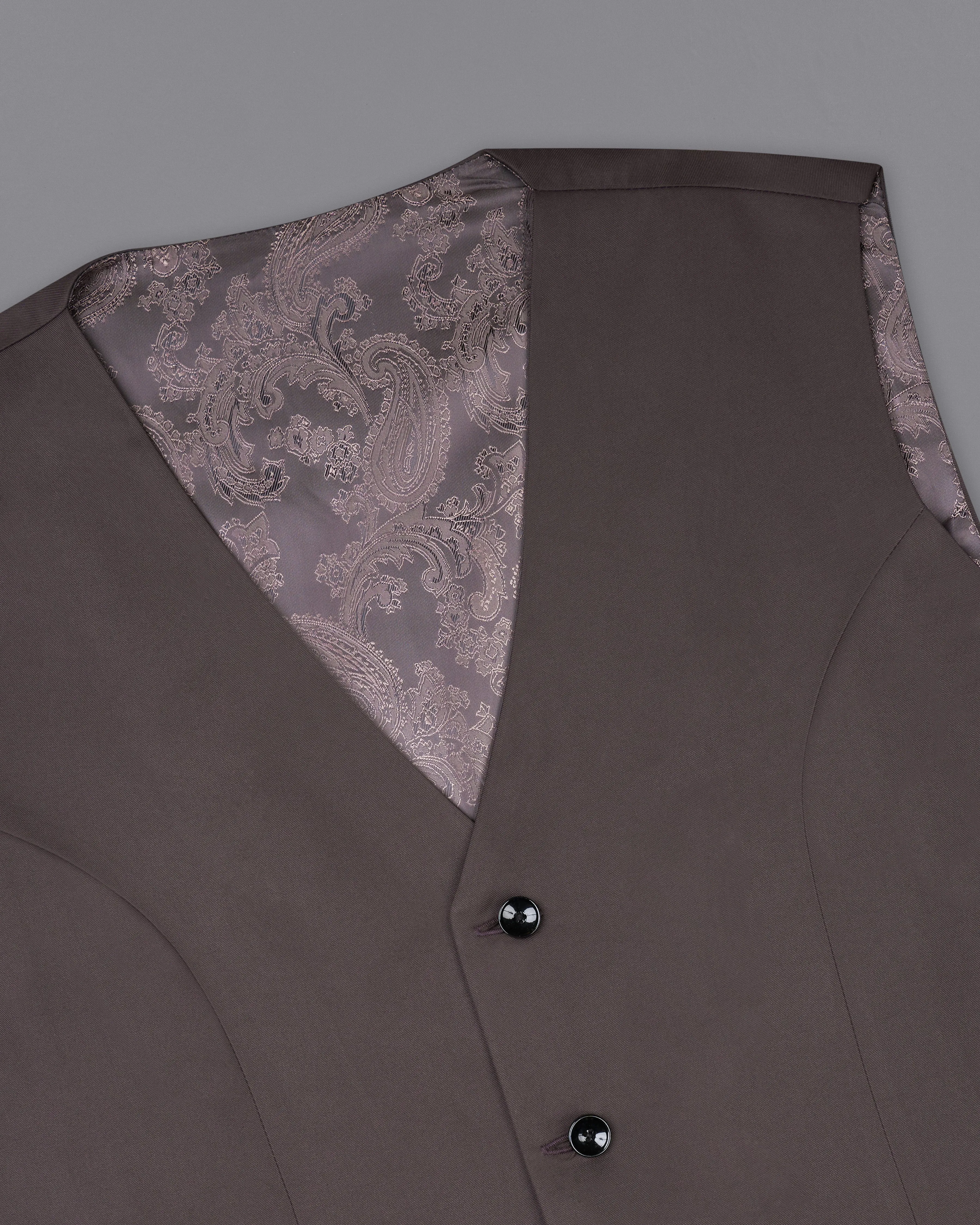 Coffee Brown Textured Waistcoat sold by French Crown product image thumbnail 4