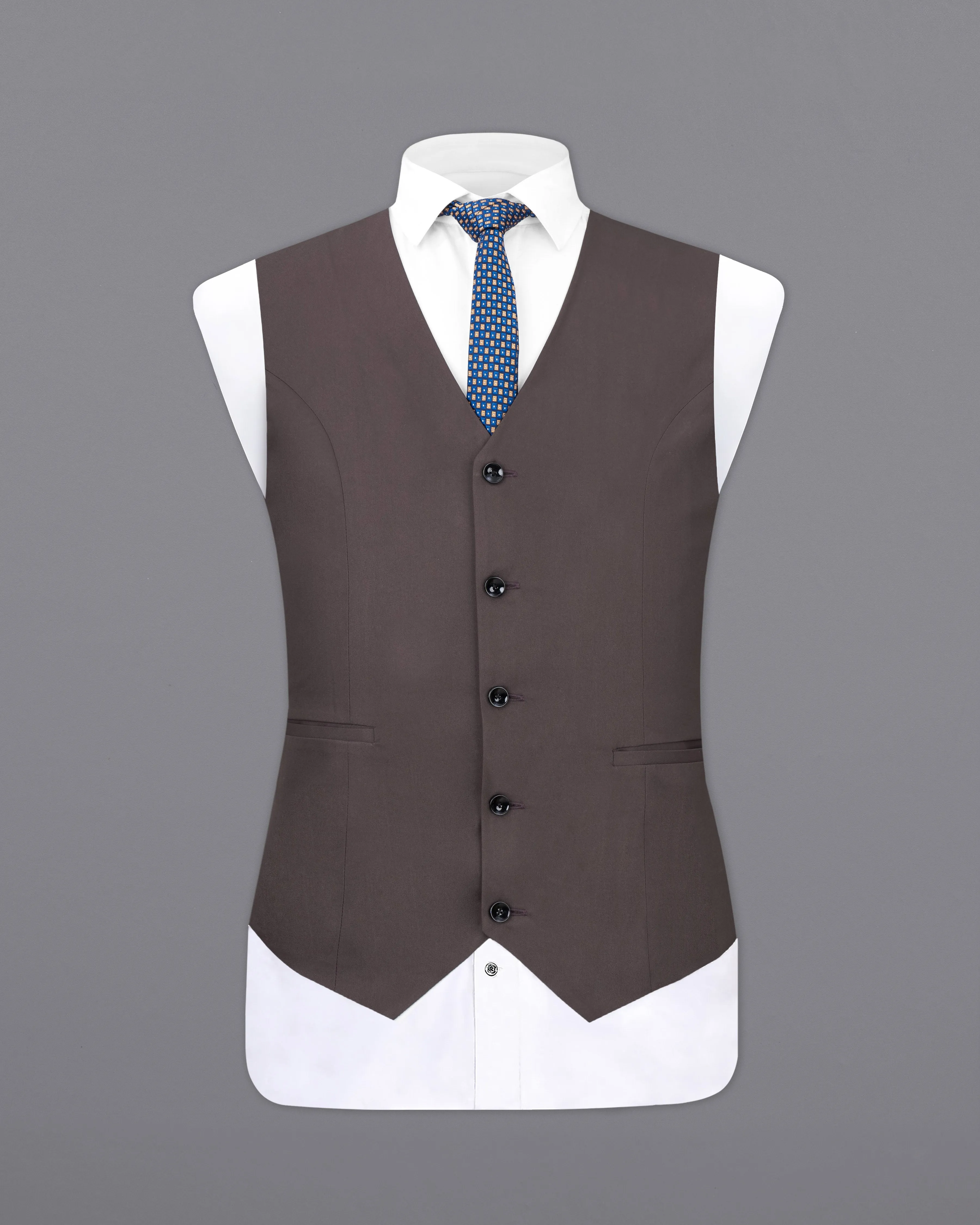 Coffee Brown Textured Waistcoat sold by French Crown product image thumbnail 2
