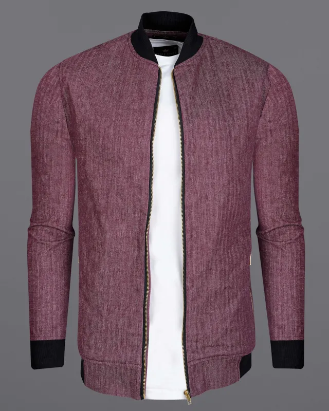 Tuscan Mauve Herringbone Bomber Jacket sold by French Crown