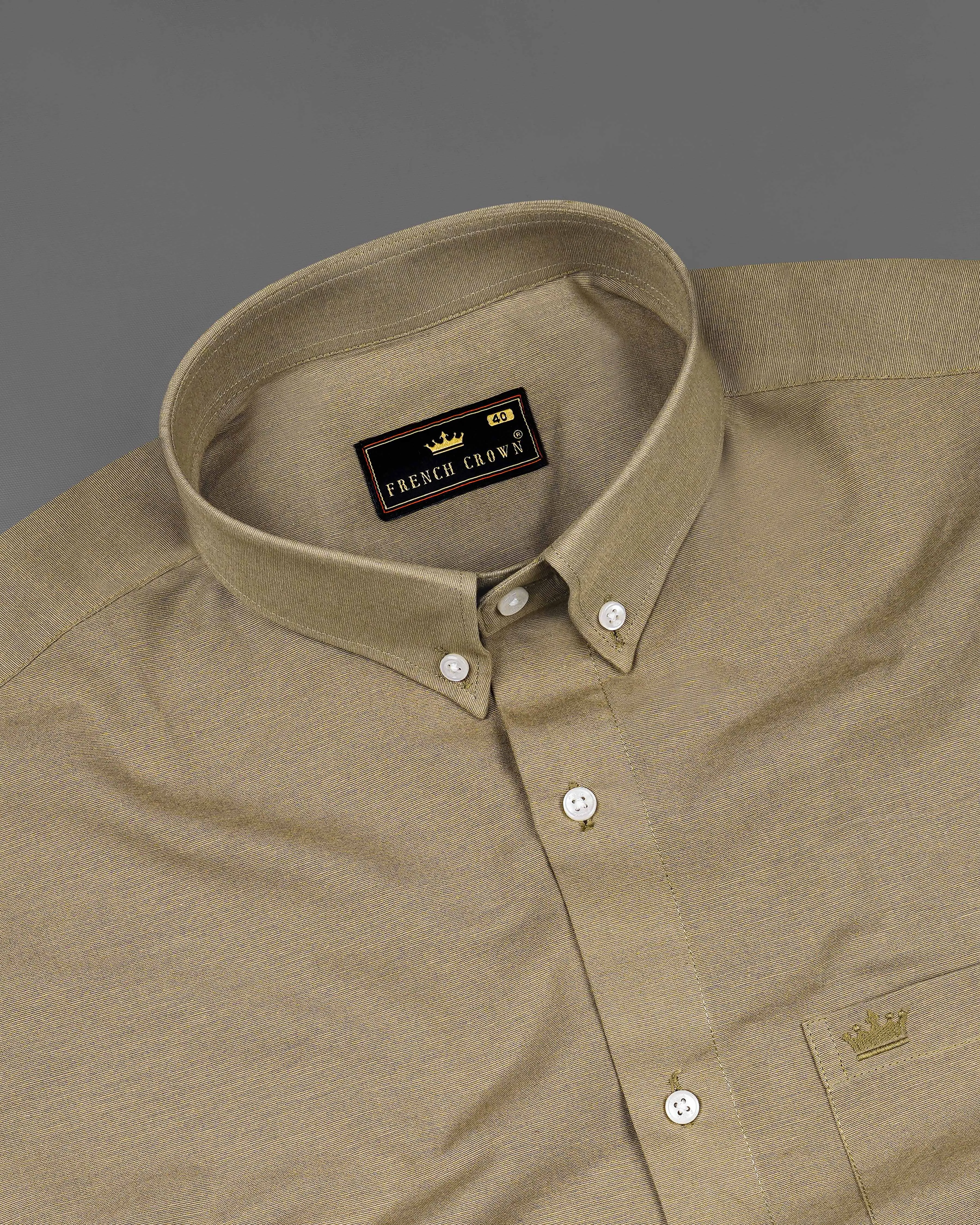 Tallow Brown Chambray Textured Premium Cotton Shirt sold by French Crown product image thumbnail 4