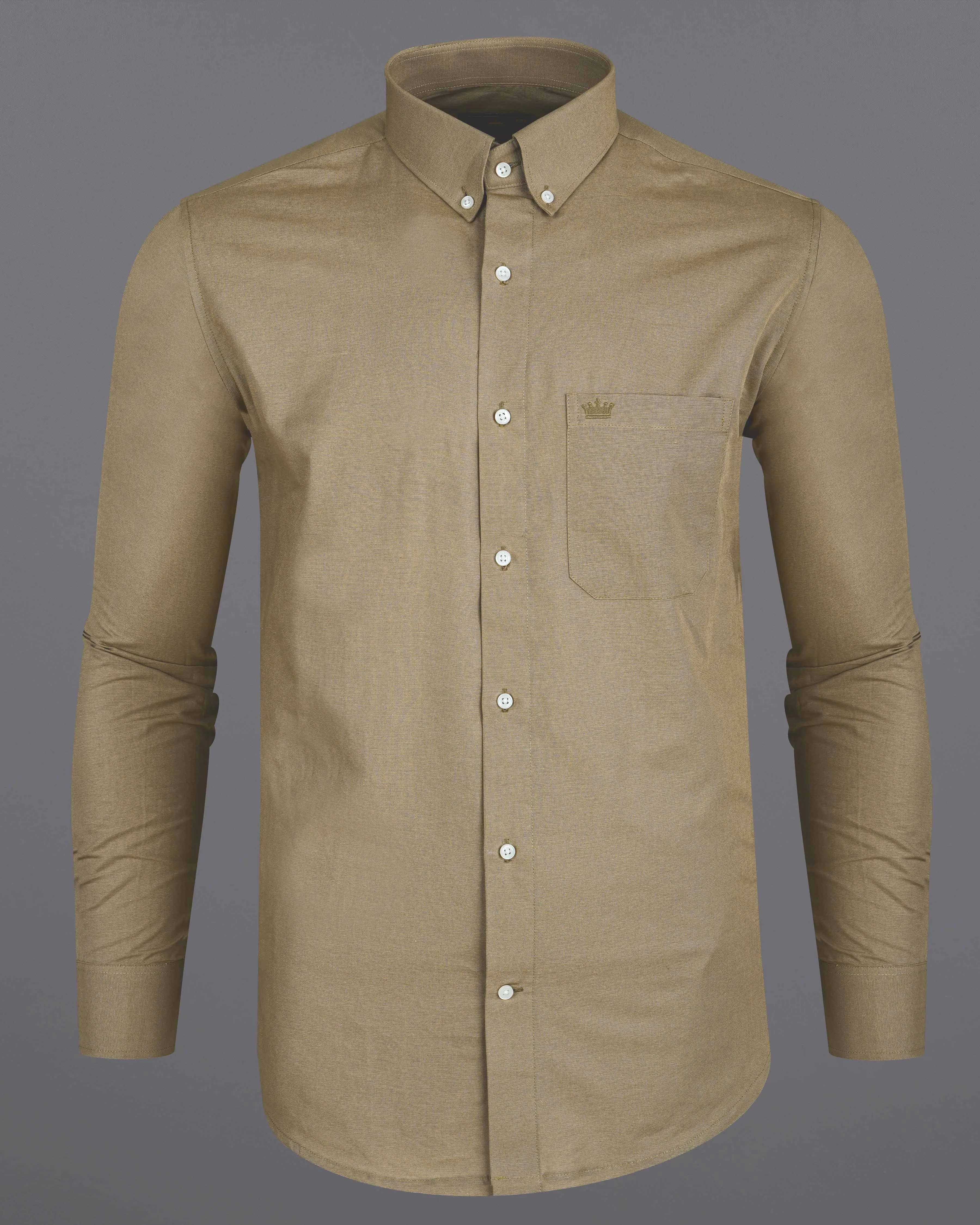 Tallow Brown Chambray Textured Premium Cotton Shirt sold by French Crown product image thumbnail 5
