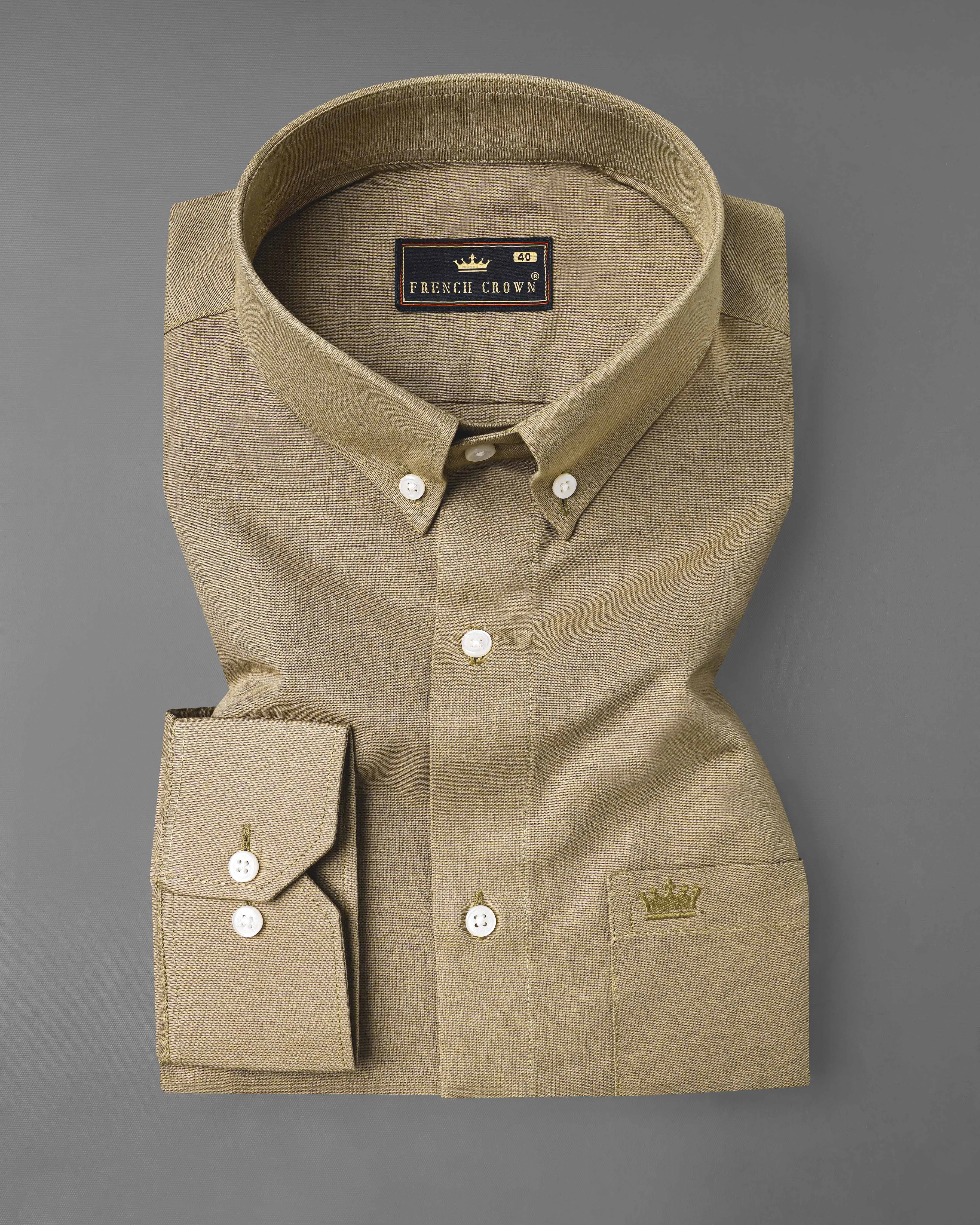 Tallow Brown Chambray Textured Premium Cotton Shirt sold by French Crown product image thumbnail 3