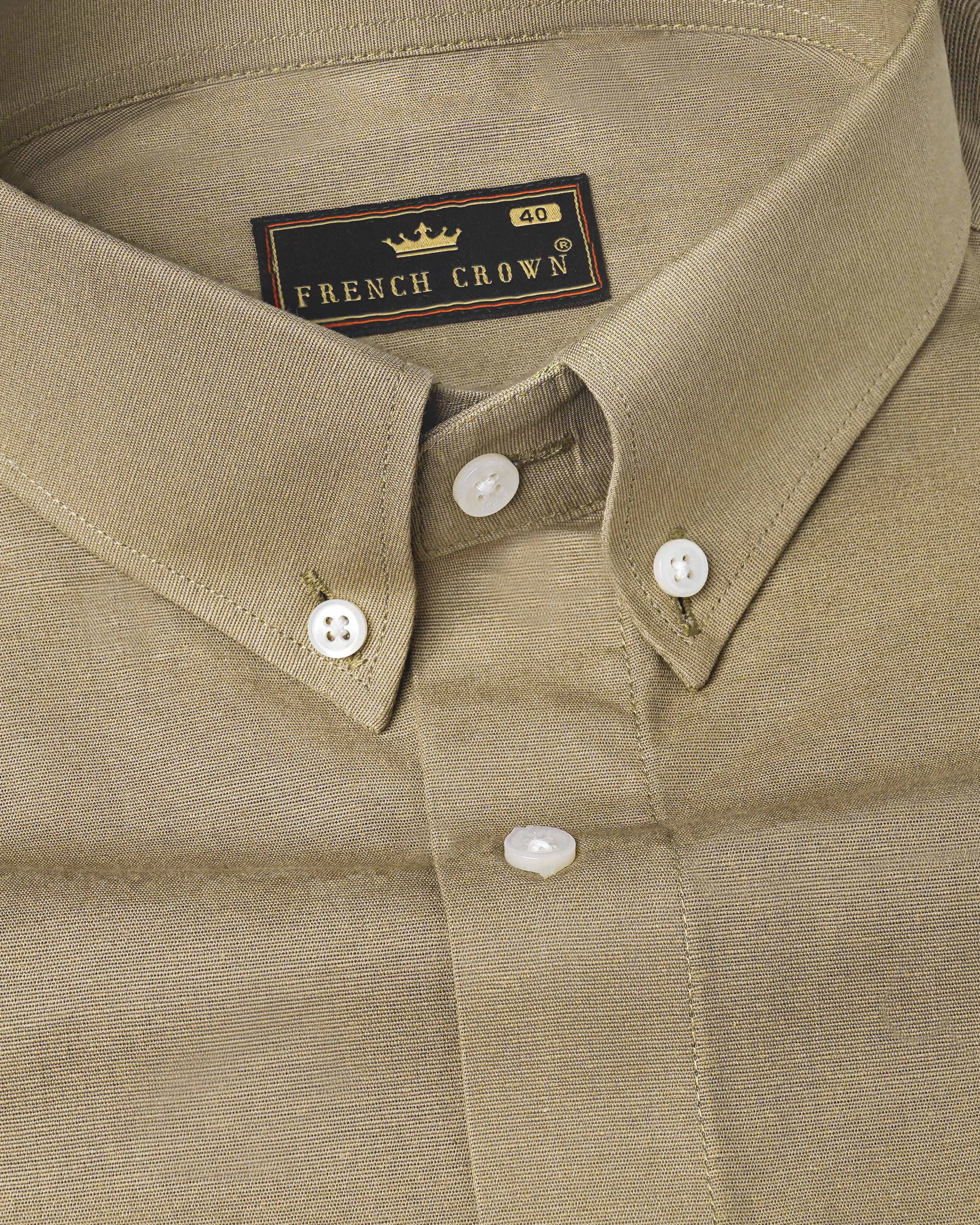 Tallow Brown Chambray Textured Premium Cotton Shirt sold by French Crown
