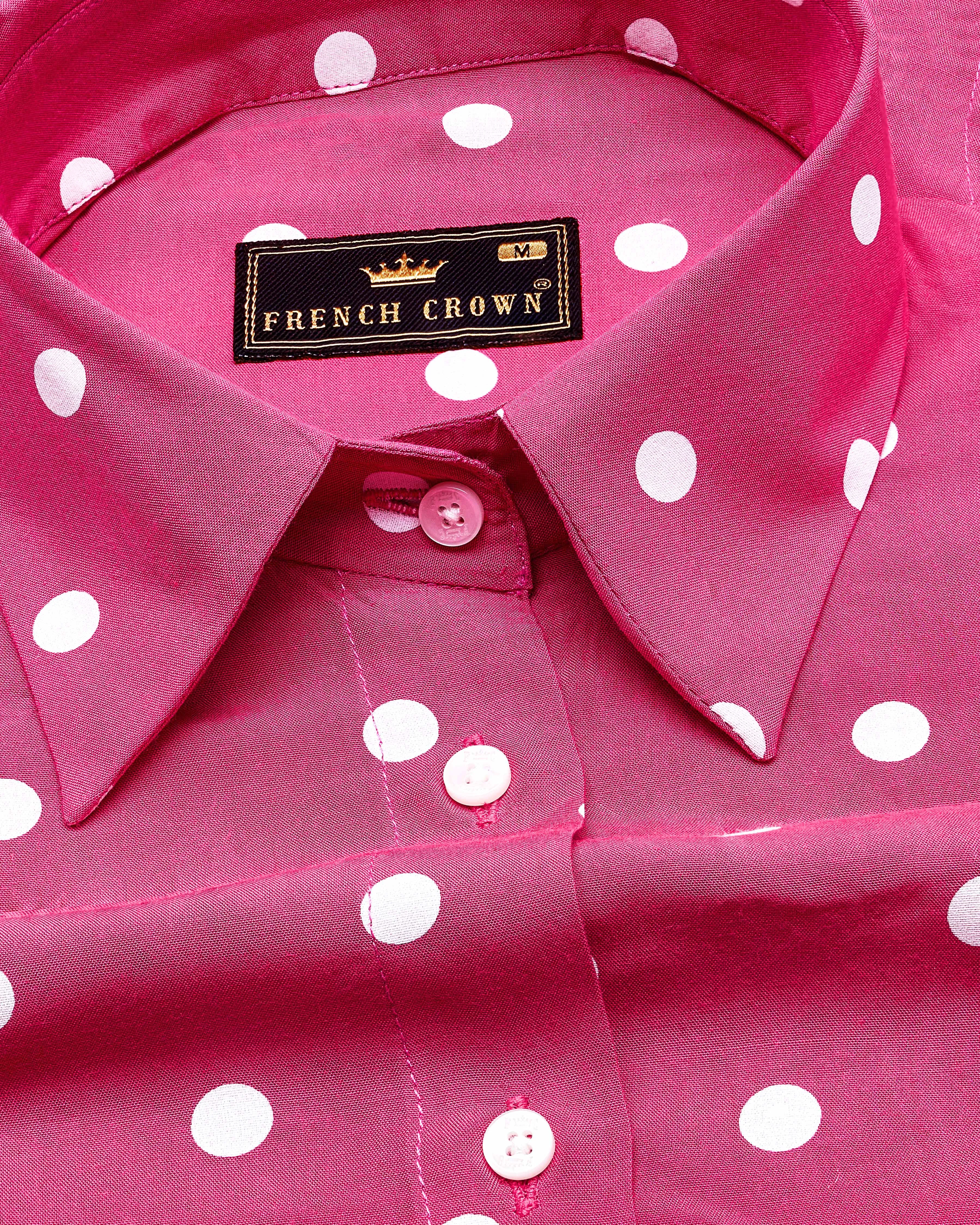 Rhino Pink Polka Dots Premium Tencel Shirt sold by French Crown product image thumbnail 4