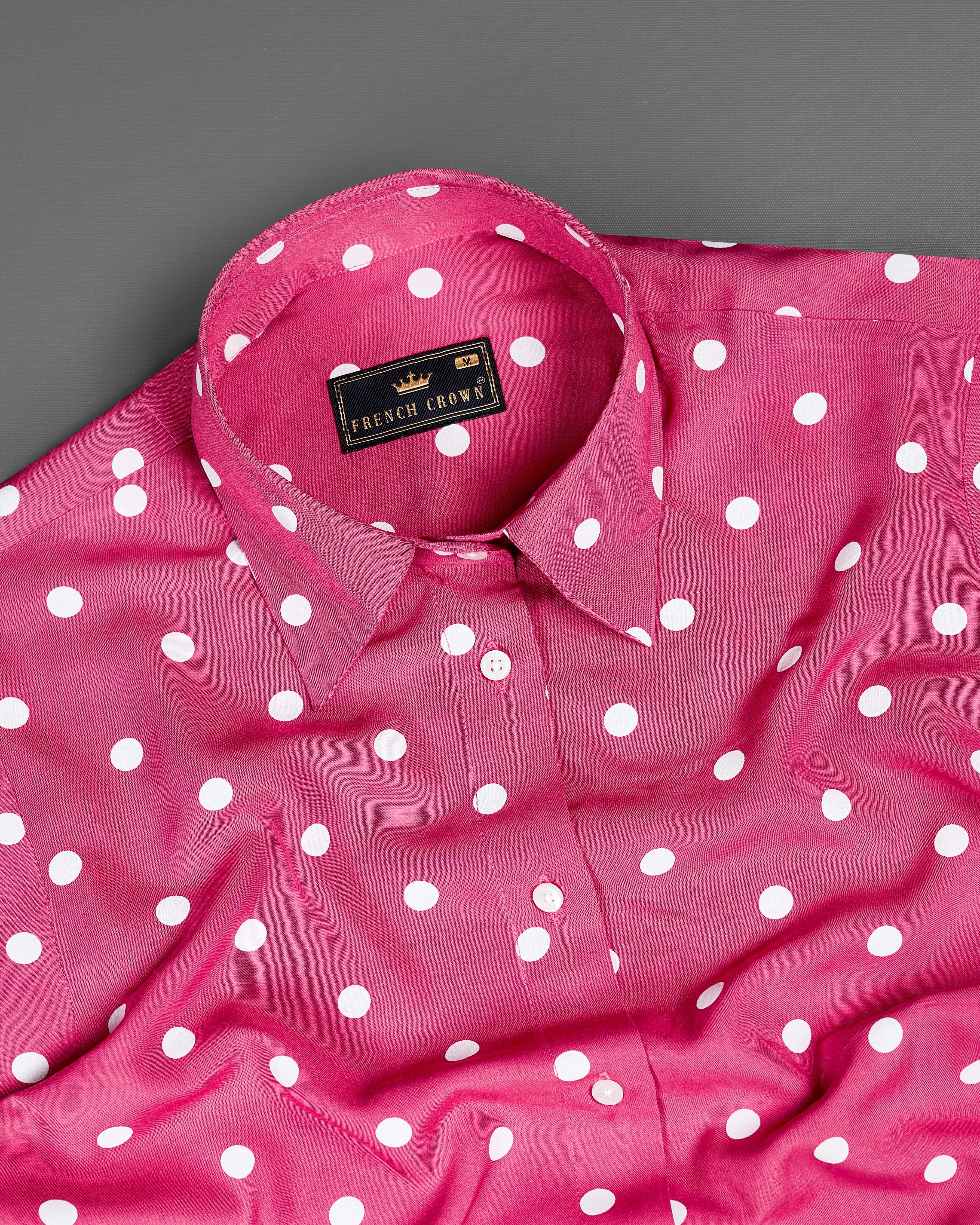 Rhino Pink Polka Dots Premium Tencel Shirt sold by French Crown product image thumbnail 5