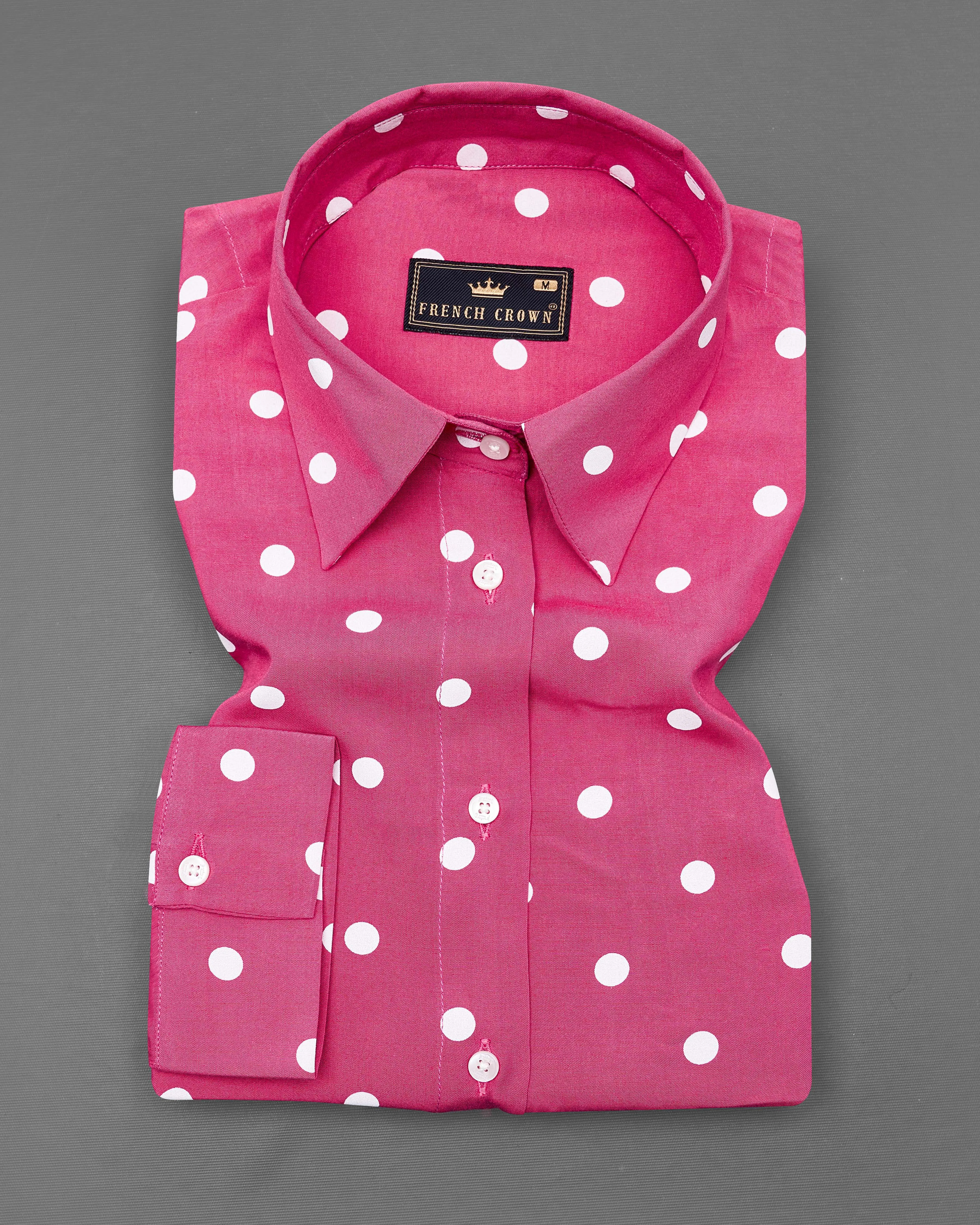 Rhino Pink Polka Dots Premium Tencel Shirt sold by French Crown product image thumbnail 2