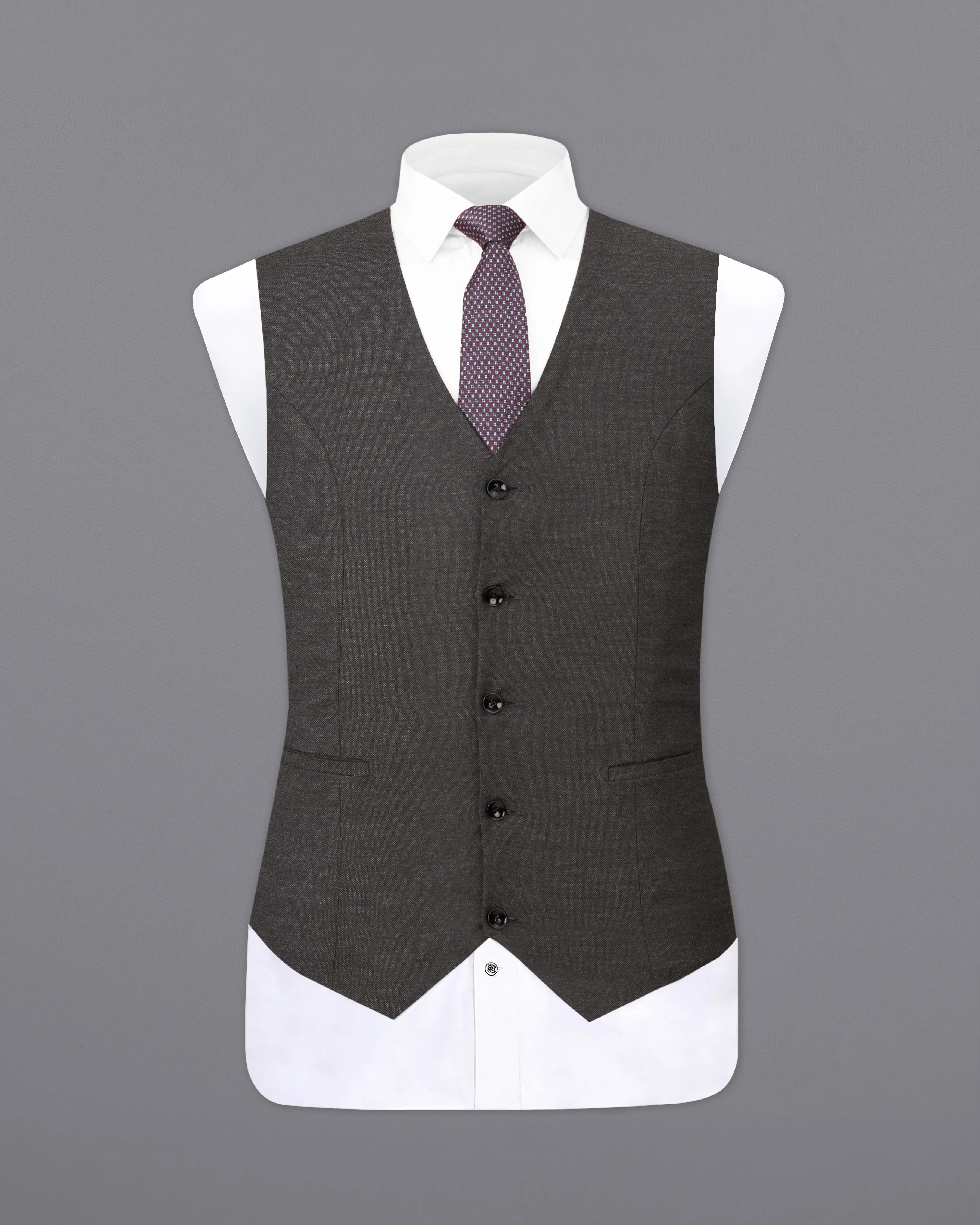 Iridium Gray Wool Rich Waistcoat sold by French Crown product image thumbnail 2