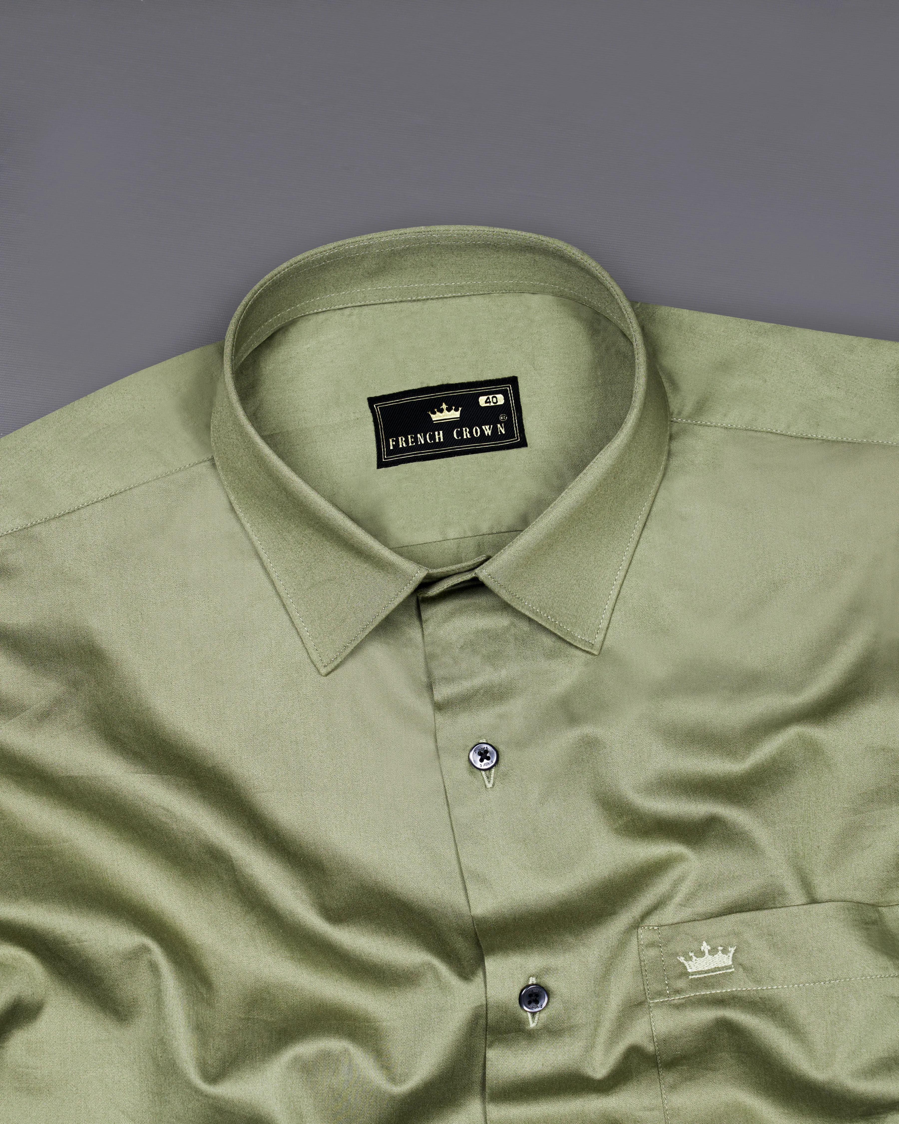 Eagle Green Subtle Sheen Super Soft Premium Cotton Shirt sold by French Crown product image thumbnail 4