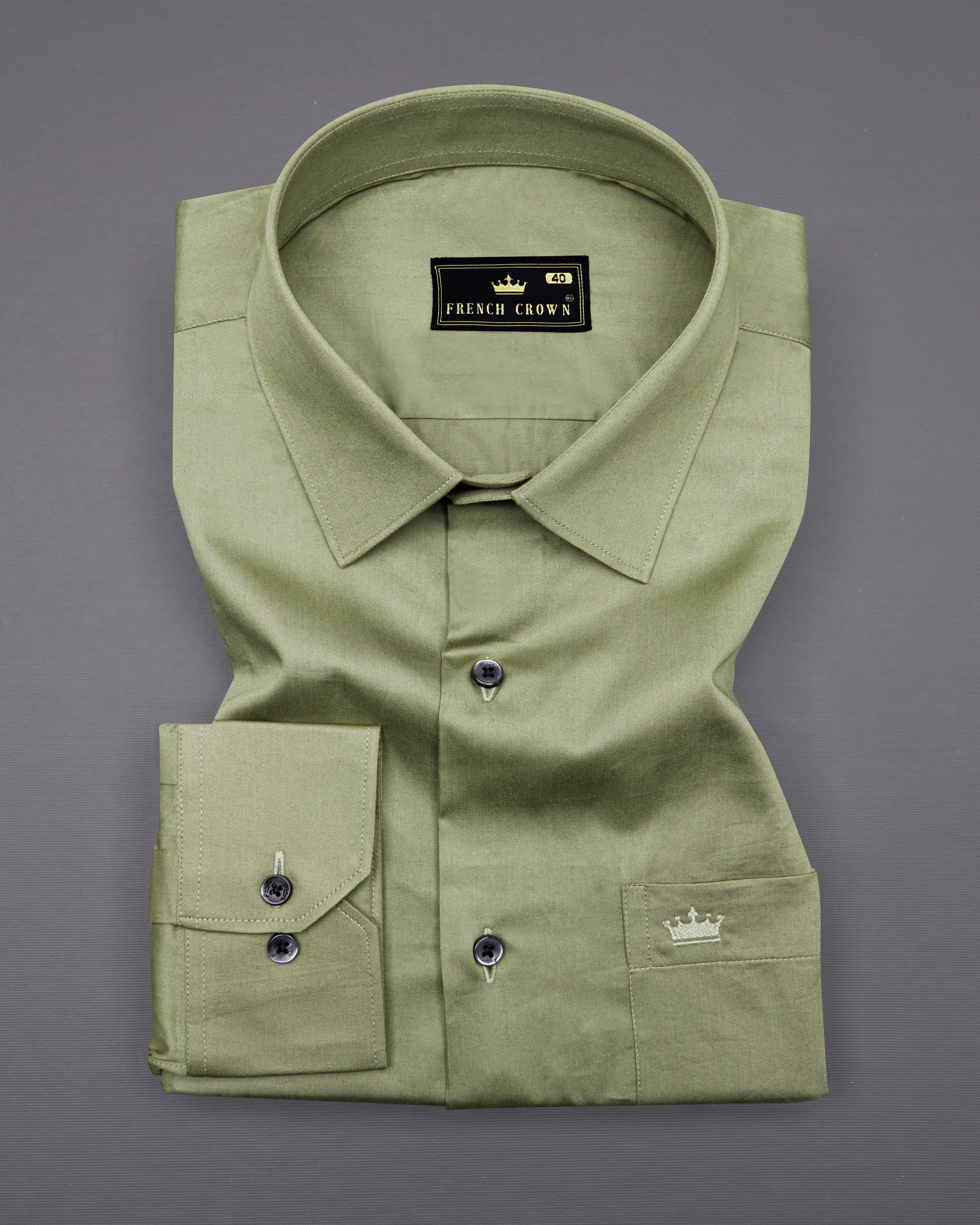 Eagle Green Subtle Sheen Super Soft Premium Cotton Shirt sold by French Crown product image thumbnail 3