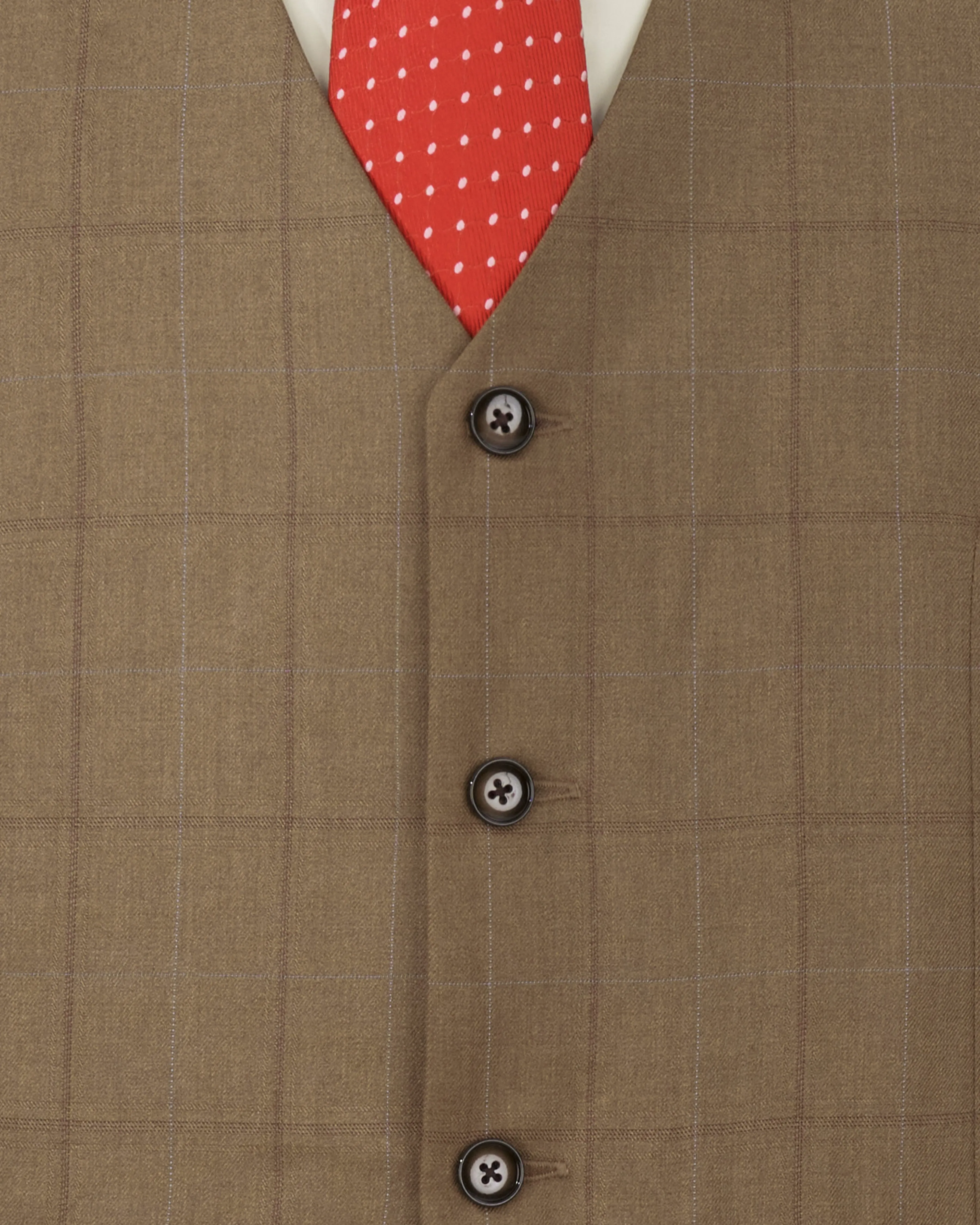Dark Taupe Brown Windowpane Waistcoat sold by French Crown product image thumbnail 5