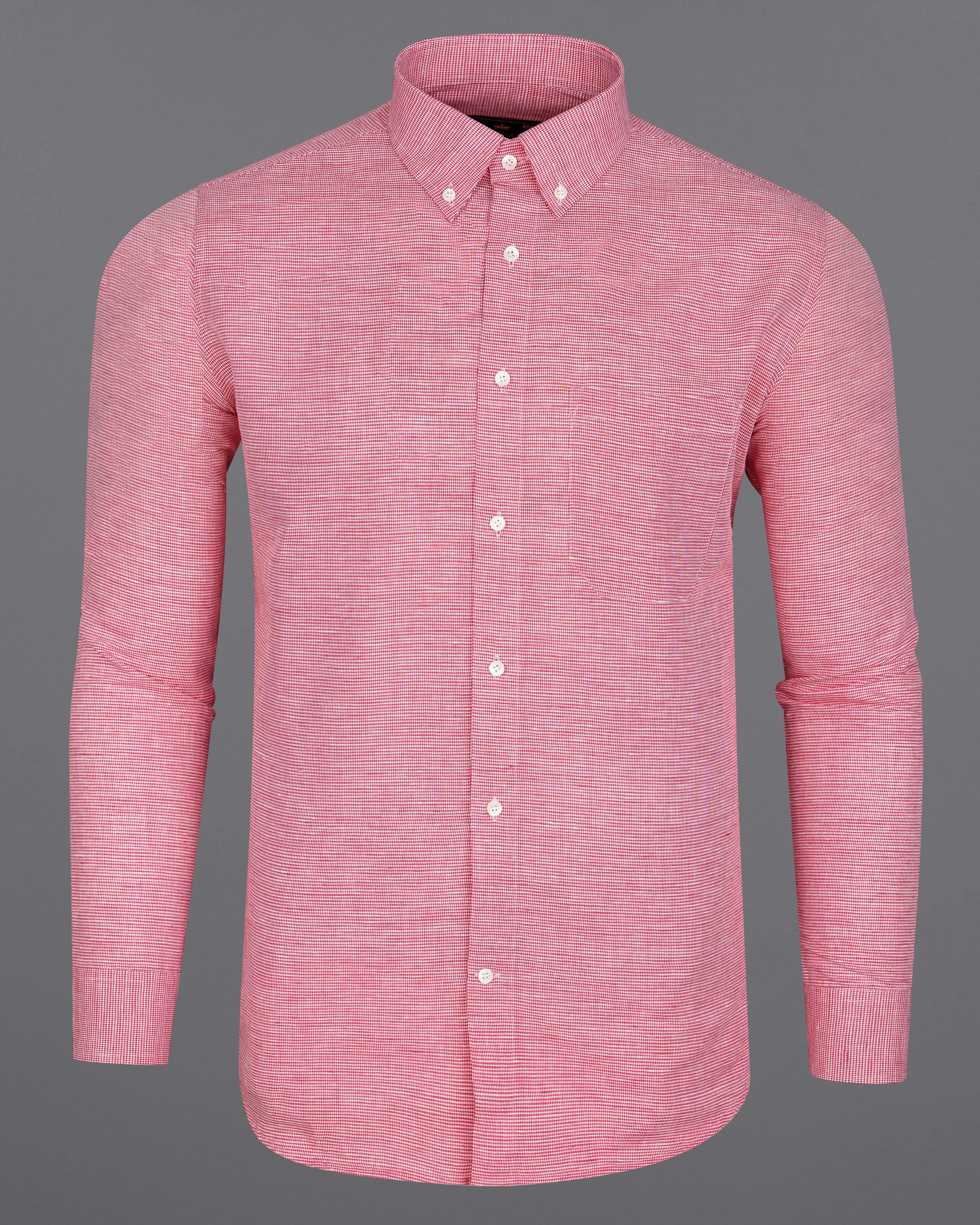 Cadillac Pink Luxurious Linen Shirt sold by French Crown product image thumbnail 5