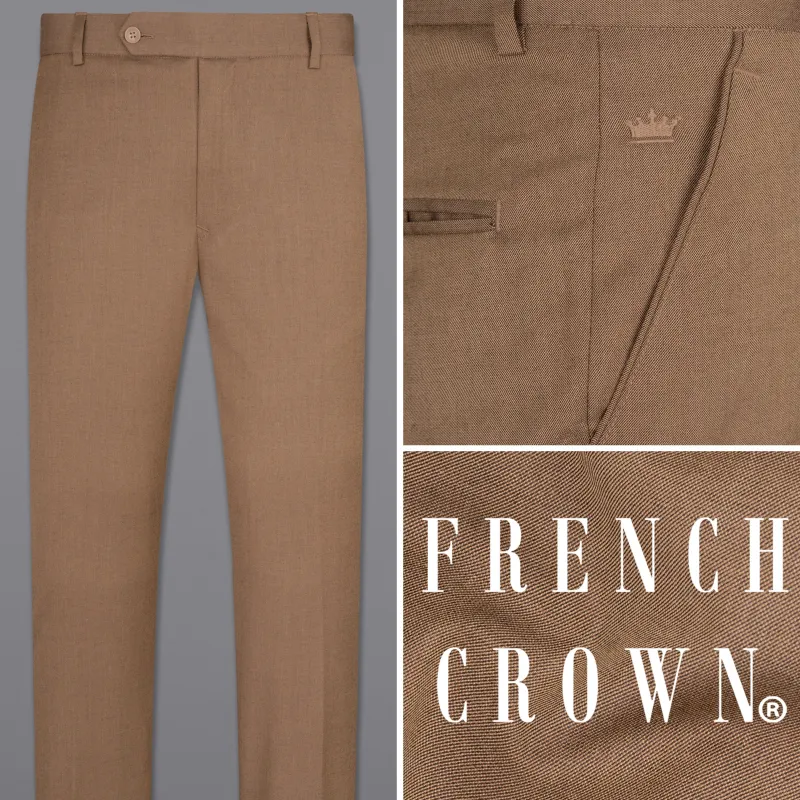 WOOD BROWN FORMAL PANT made by French Crown
