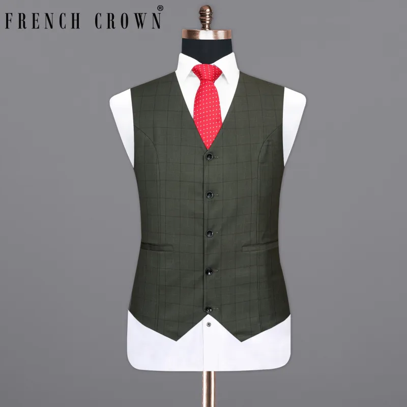 Tuatara Green Plaid Waistcoat sold by French Crown