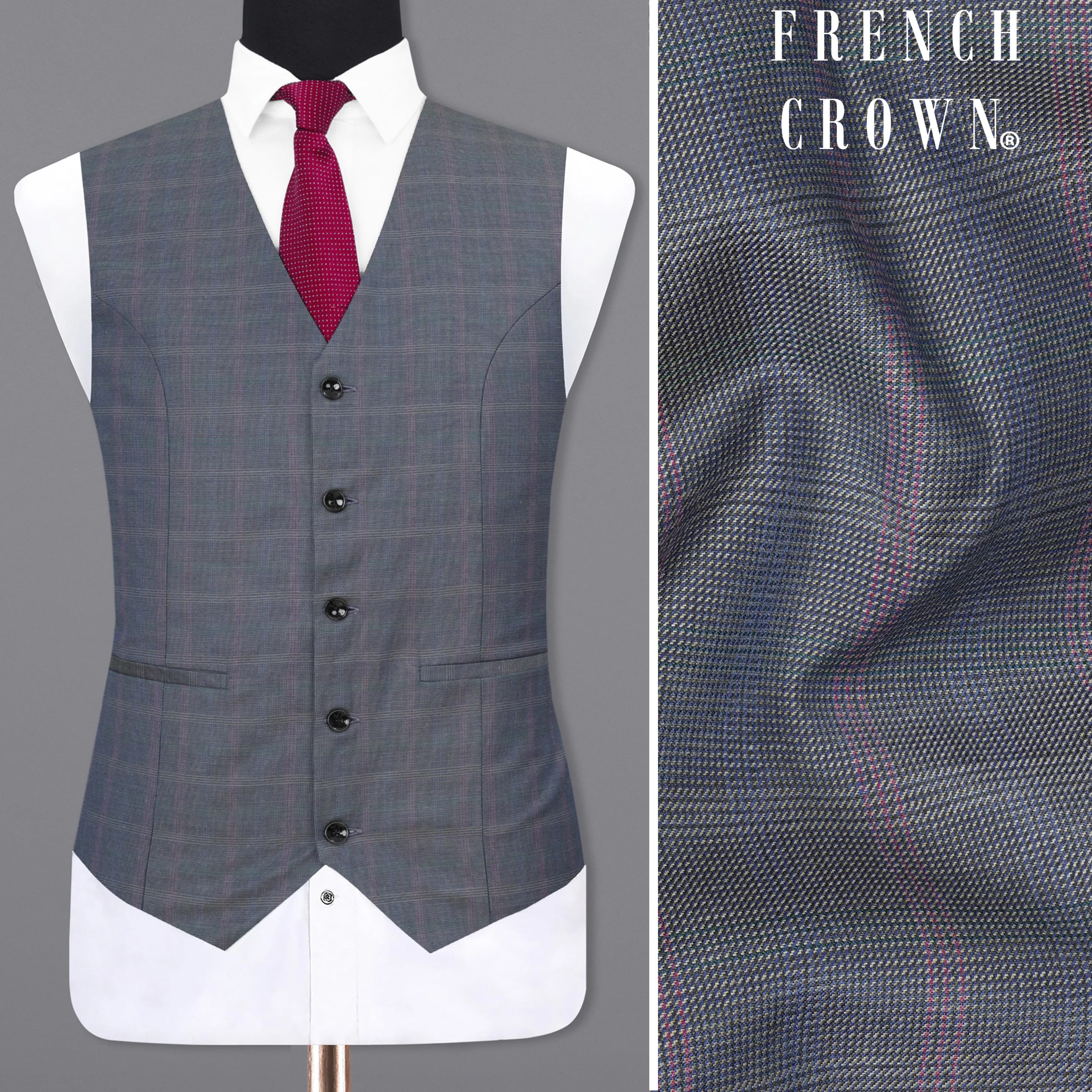 Storm Dust Plaid Waistcoat sold by French Crown