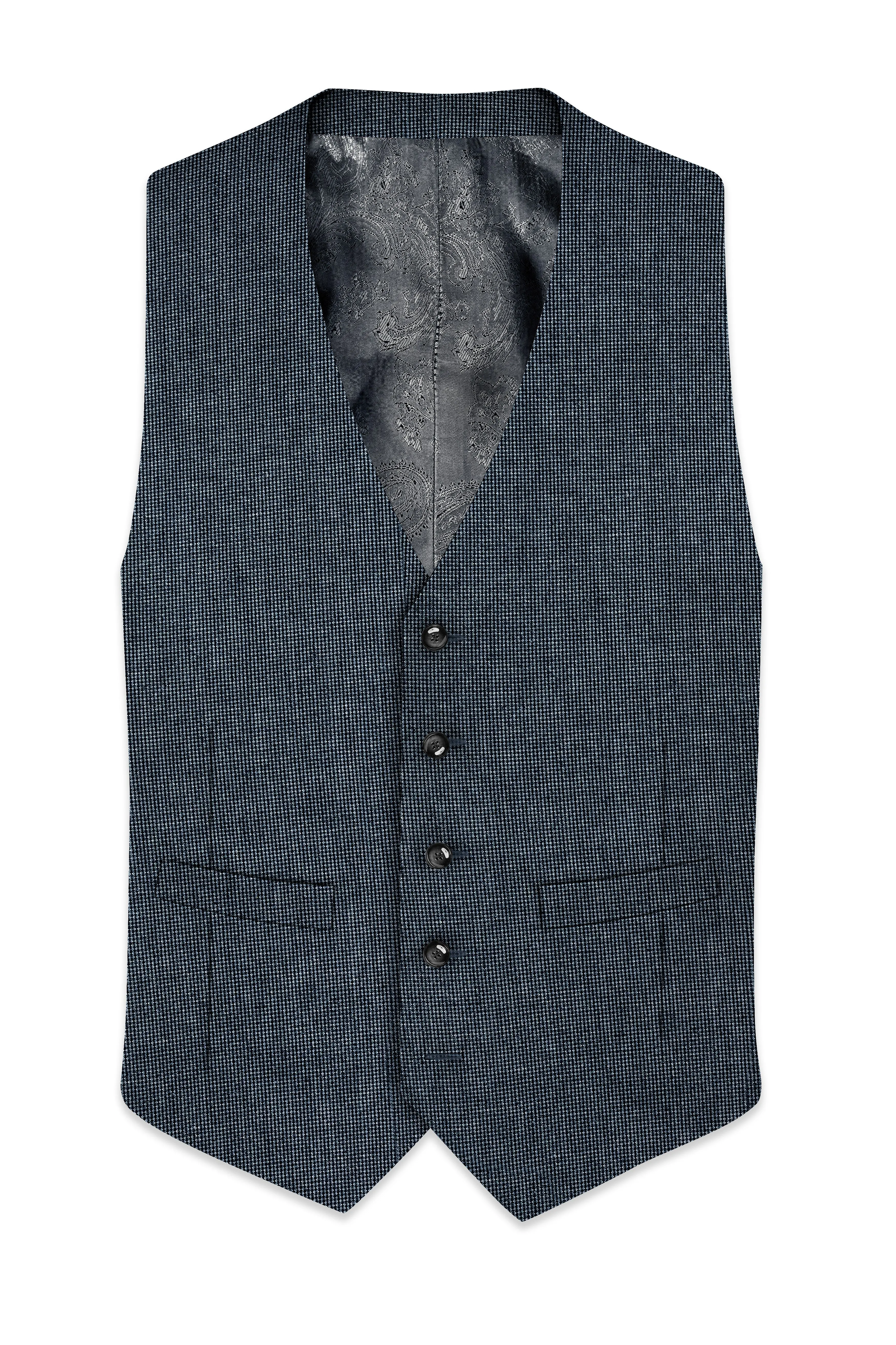 Pale Slate Gray and Black Premium Cotton Waistcoat sold by French Crown product image thumbnail 2