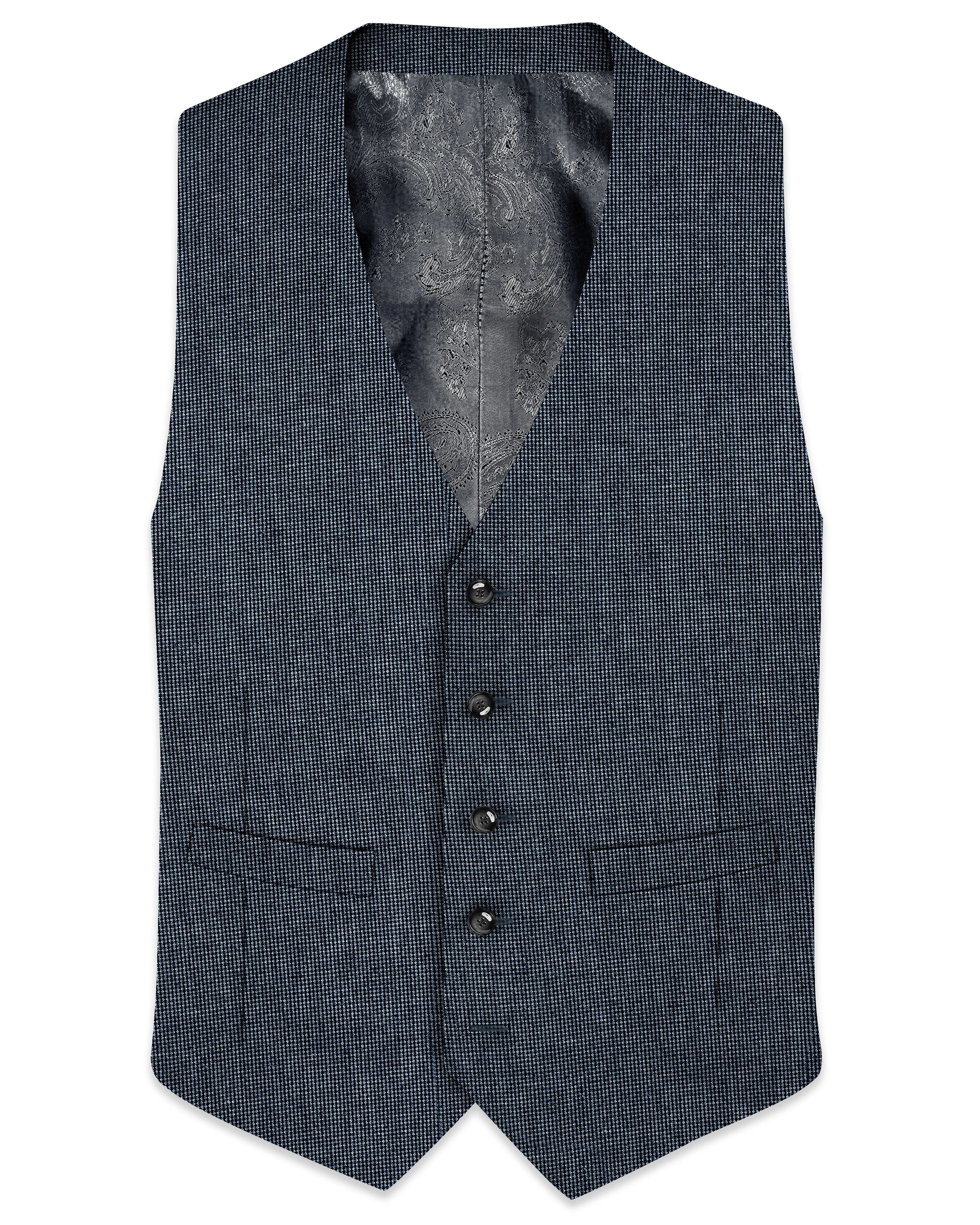 Pale Slate Gray and Black Premium Cotton Waistcoat sold by French Crown