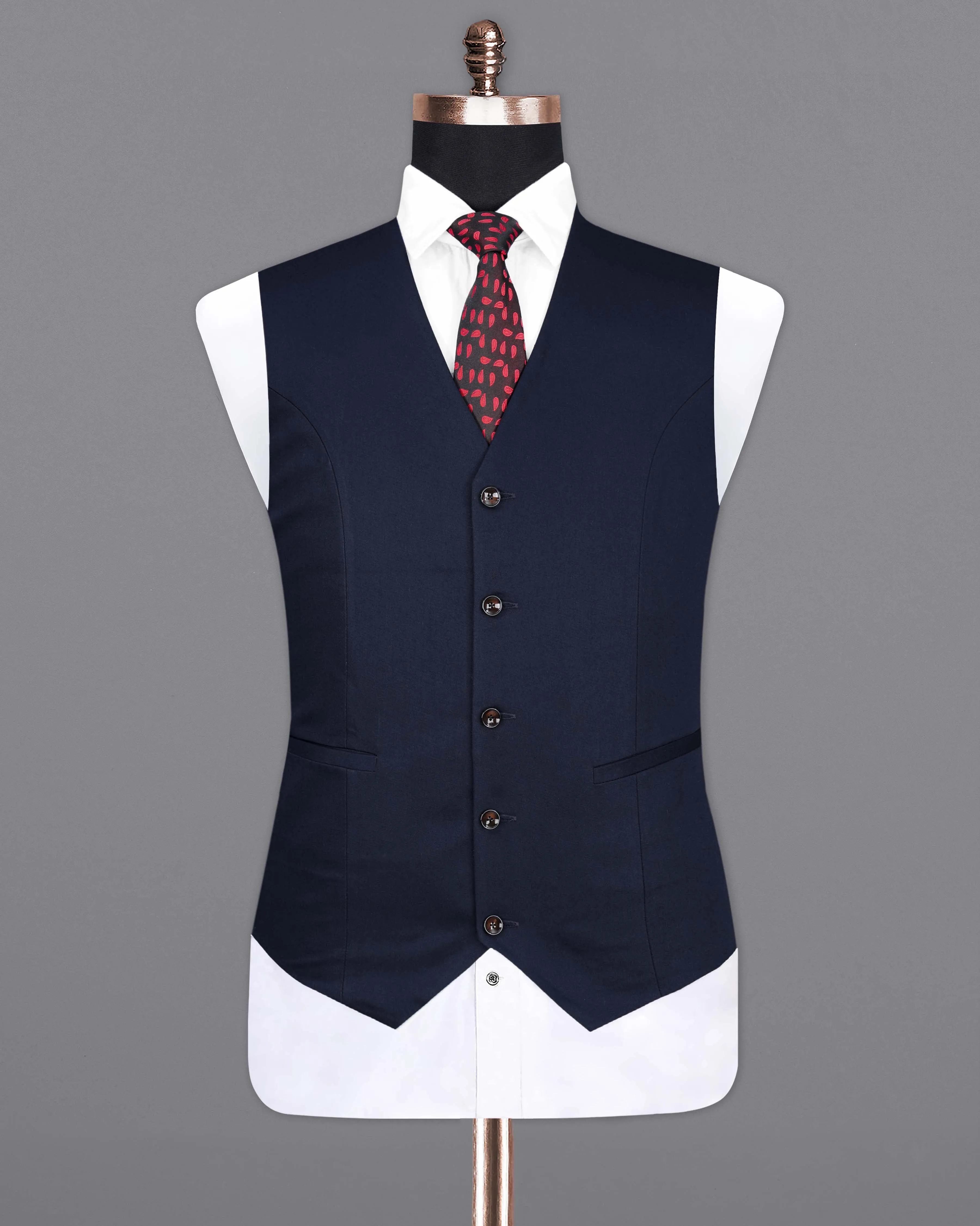 Midnight Blue Textured Waistcoat sold by French Crown product image thumbnail 2
