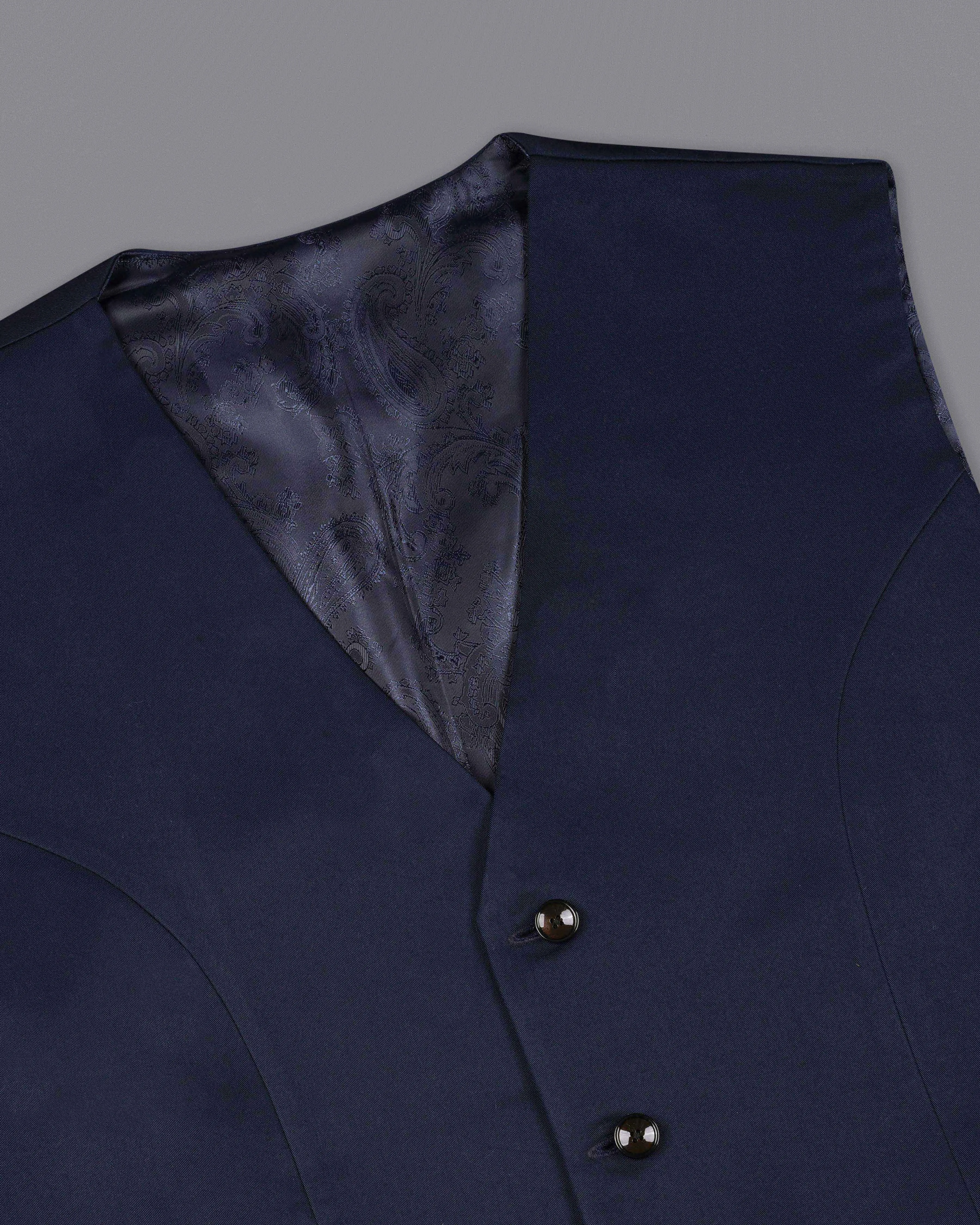 Midnight Blue Textured Waistcoat sold by French Crown product image thumbnail 4
