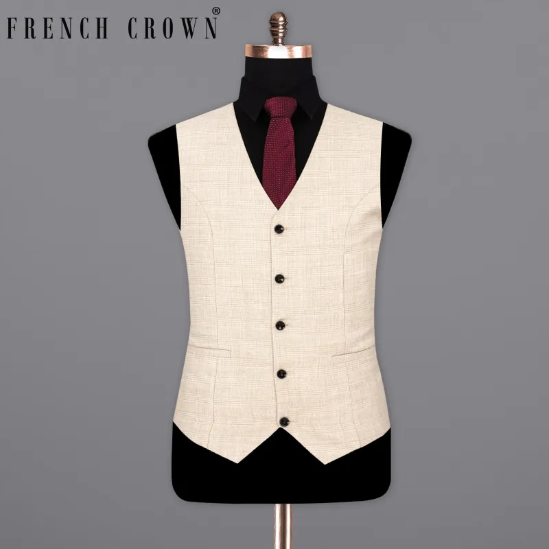 Merino Brown Solid Waistcoat sold by French Crown