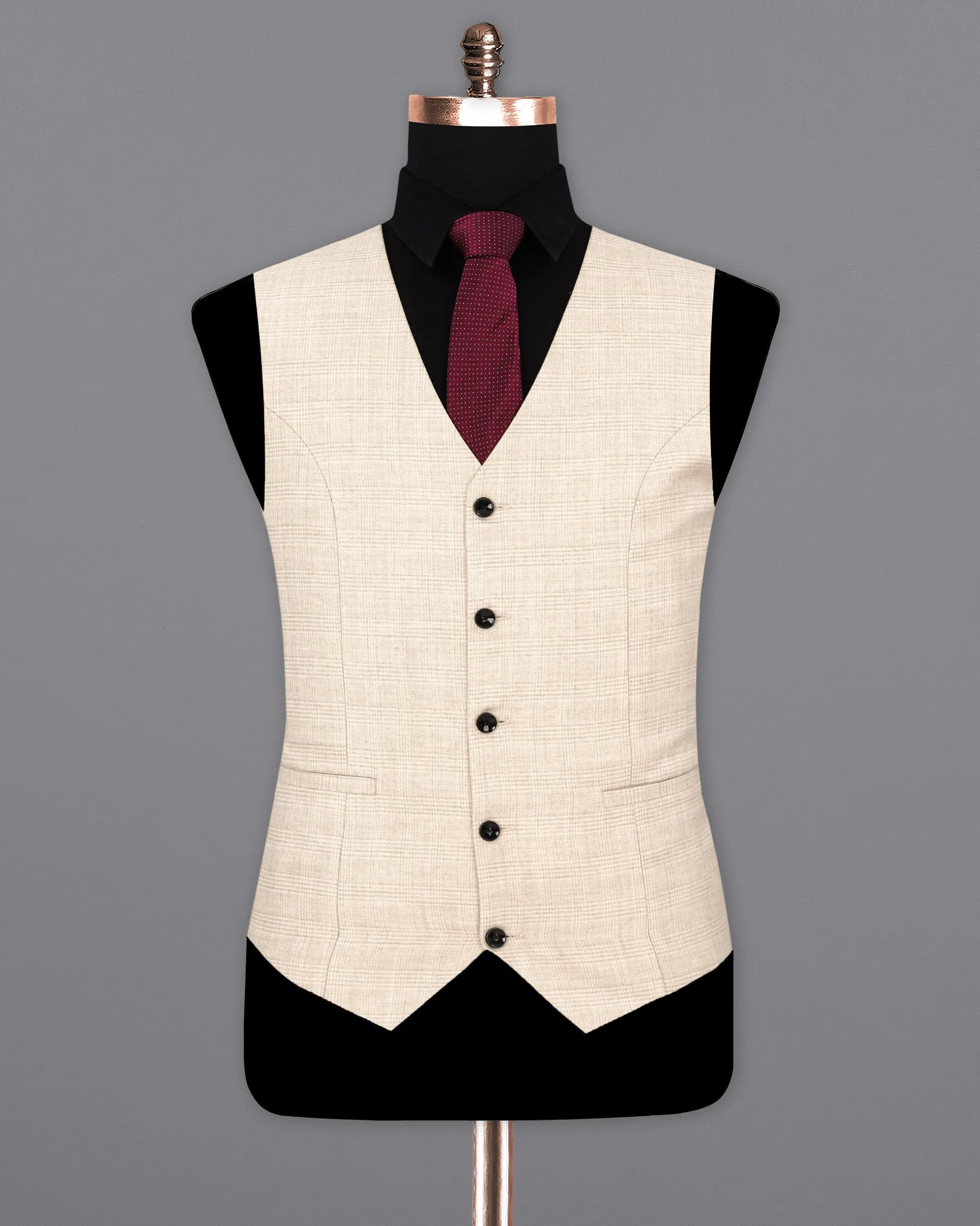 Merino Brown Solid Waistcoat sold by French Crown product image thumbnail 2