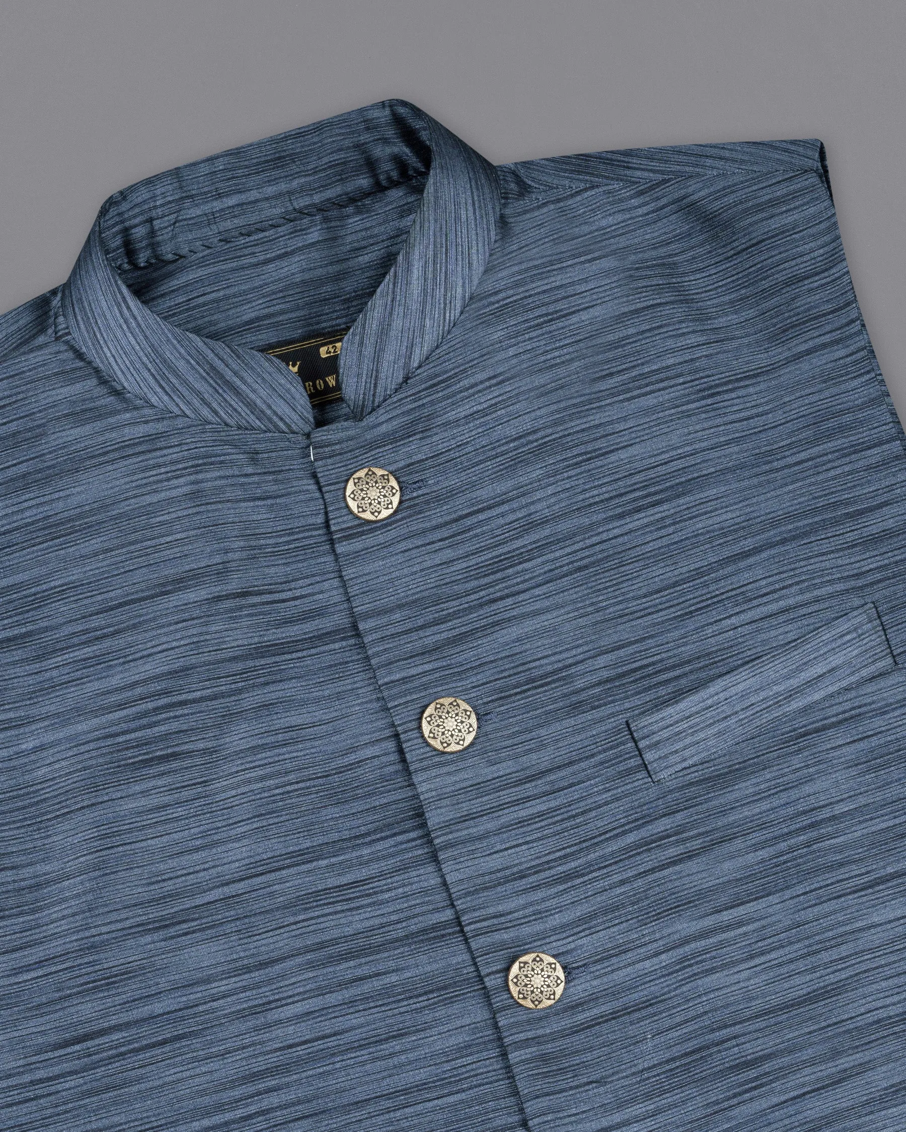 Lynch Blue Textured Nehru Jacket sold by French Crown product image thumbnail 4