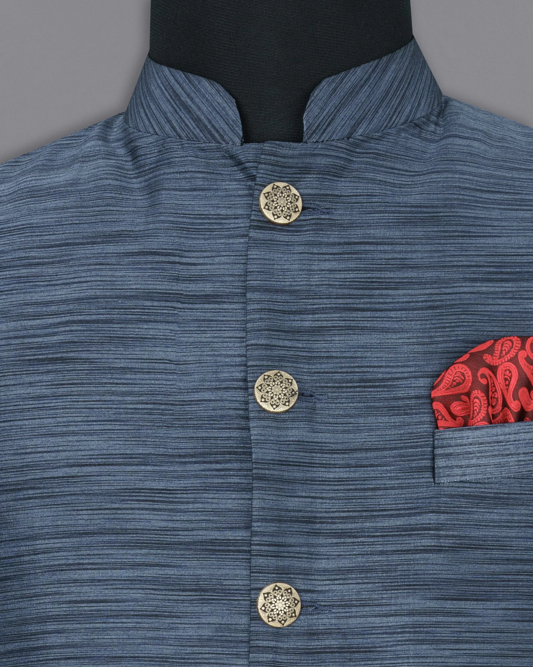 Lynch Blue Textured Nehru Jacket sold by French Crown product image thumbnail 5