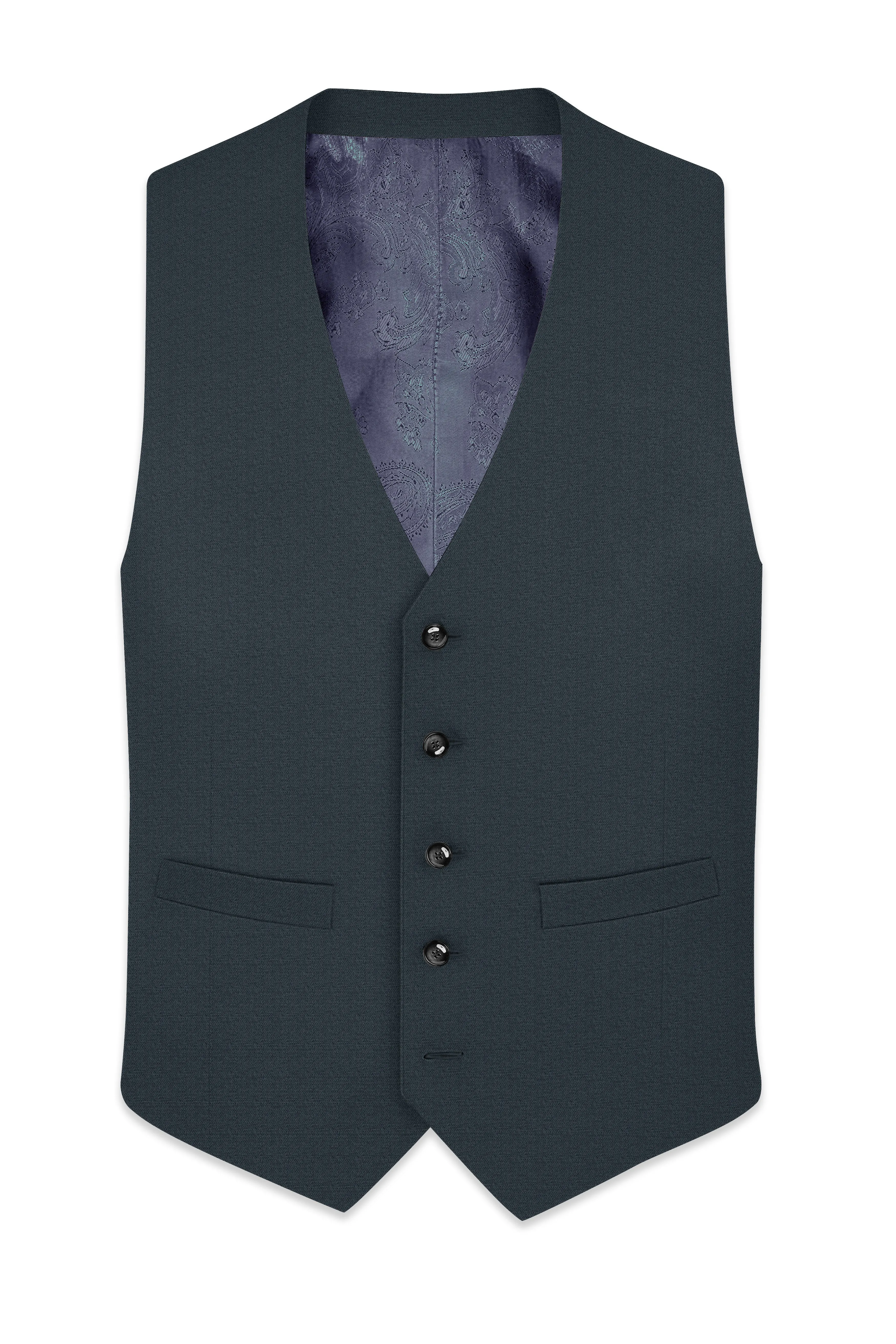 Limed Spruce Grey Textured Premium Cotton Waistcoat sold by French Crown product image thumbnail 2