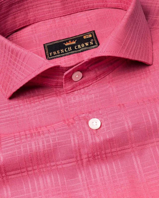 French Rose Checkered Dobby Textured Premium Giza Cotton Shirt sold by French Crown