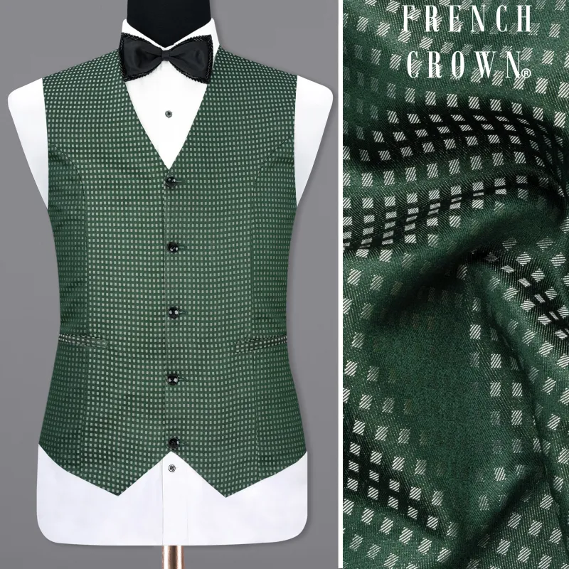 Everglade Green Square Textured Waistcoat sold by French Crown