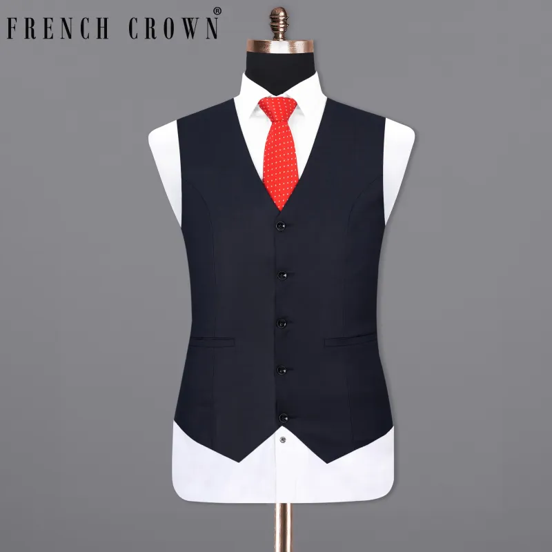 Ebony Clay Blue textured Waistcoat sold by French Crown