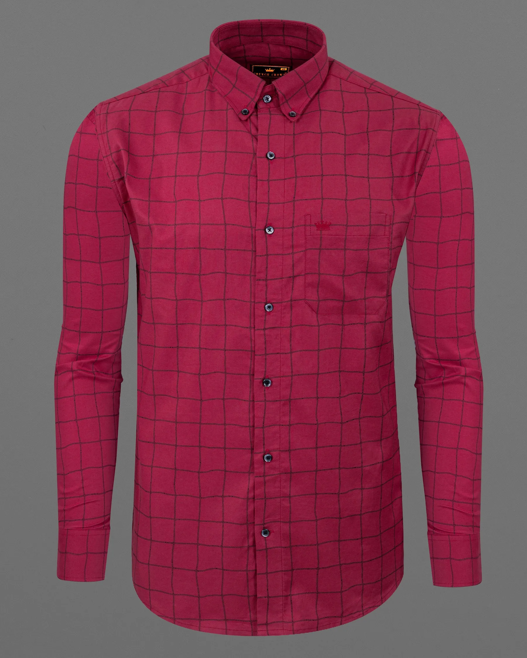 Stiletto Red windowpane Royal Oxford Shirt sold by French Crown product image thumbnail 5