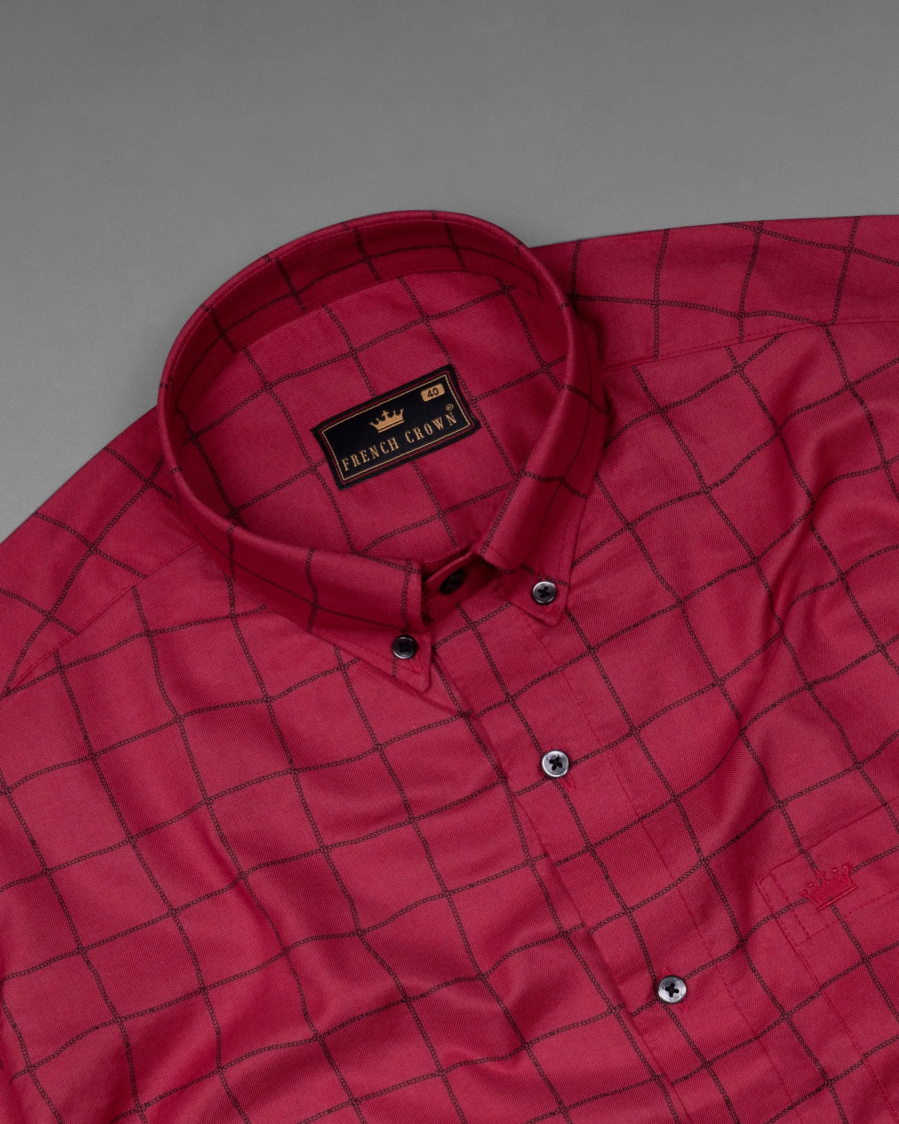 Stiletto Red windowpane Royal Oxford Shirt sold by French Crown product image thumbnail 4